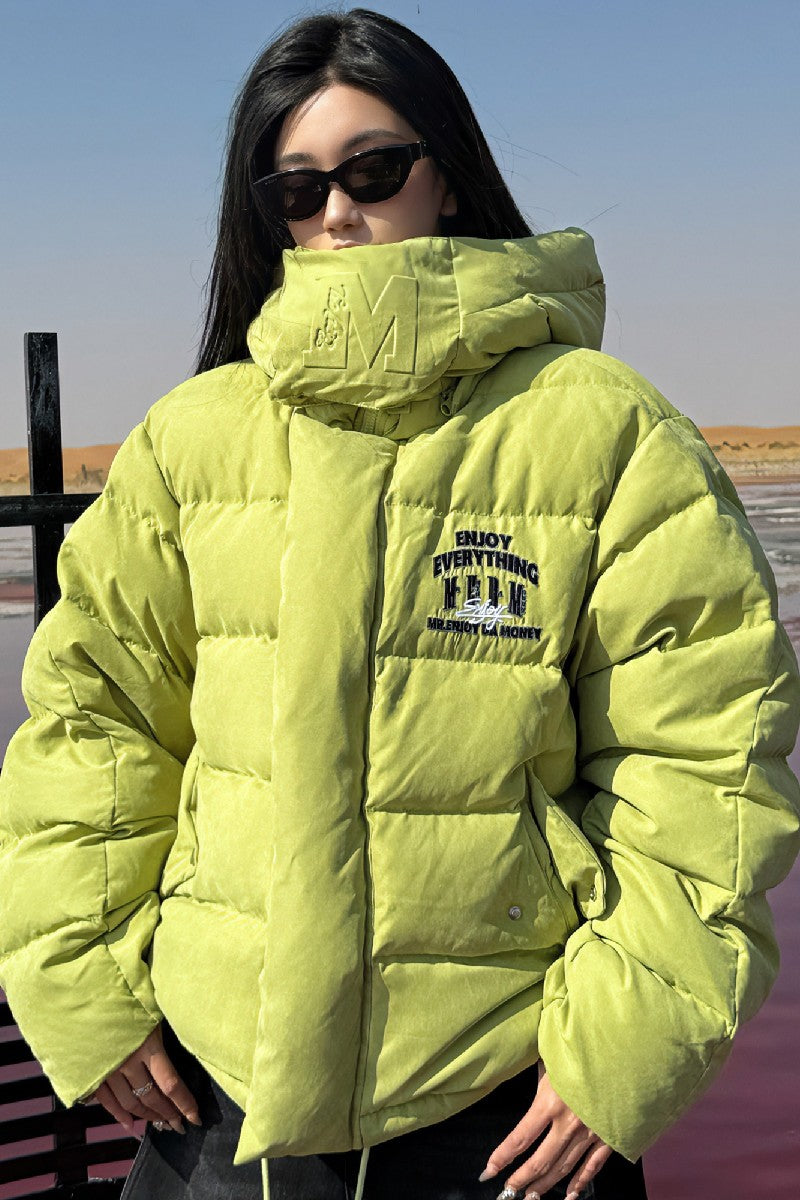 Puffer Jacket with Neck Logo - chiclara