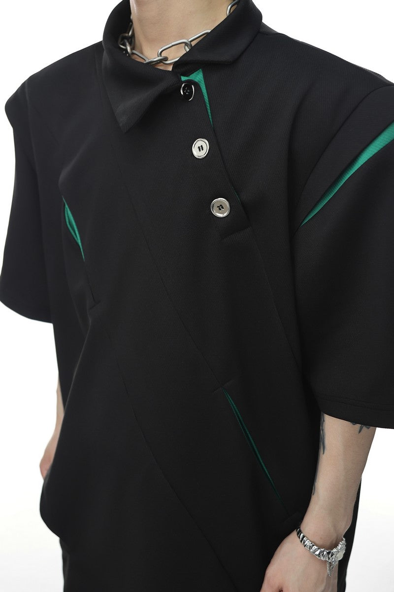 Polo Shirt with Irregular Design - chiclara