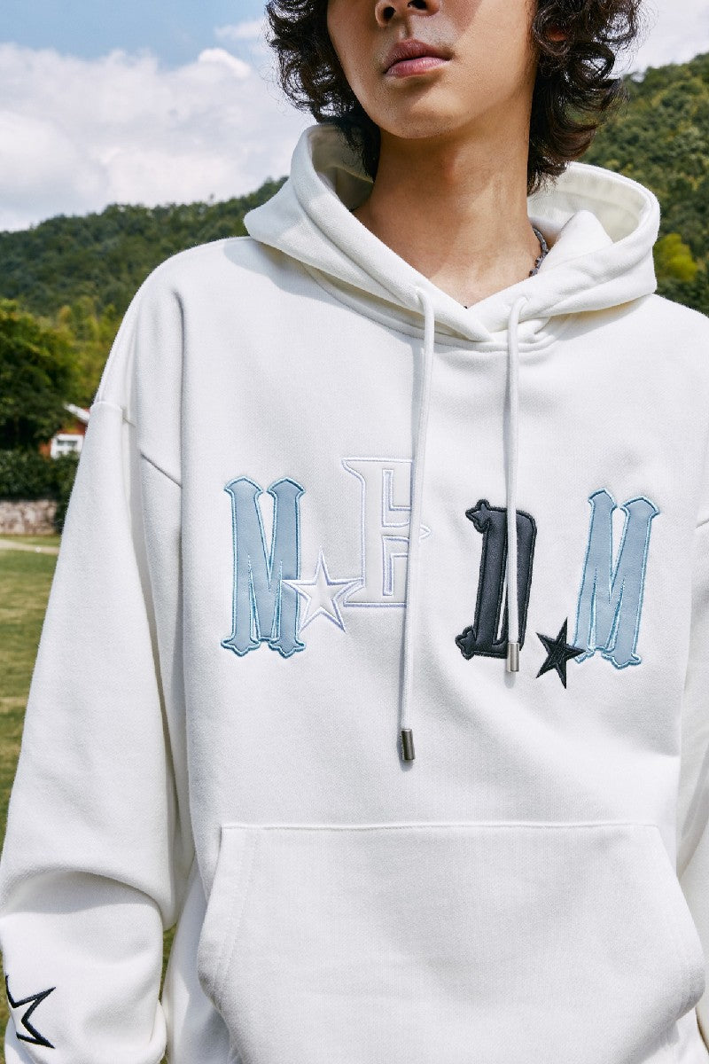 Hoodie with Patches and Stars Logo - chiclara