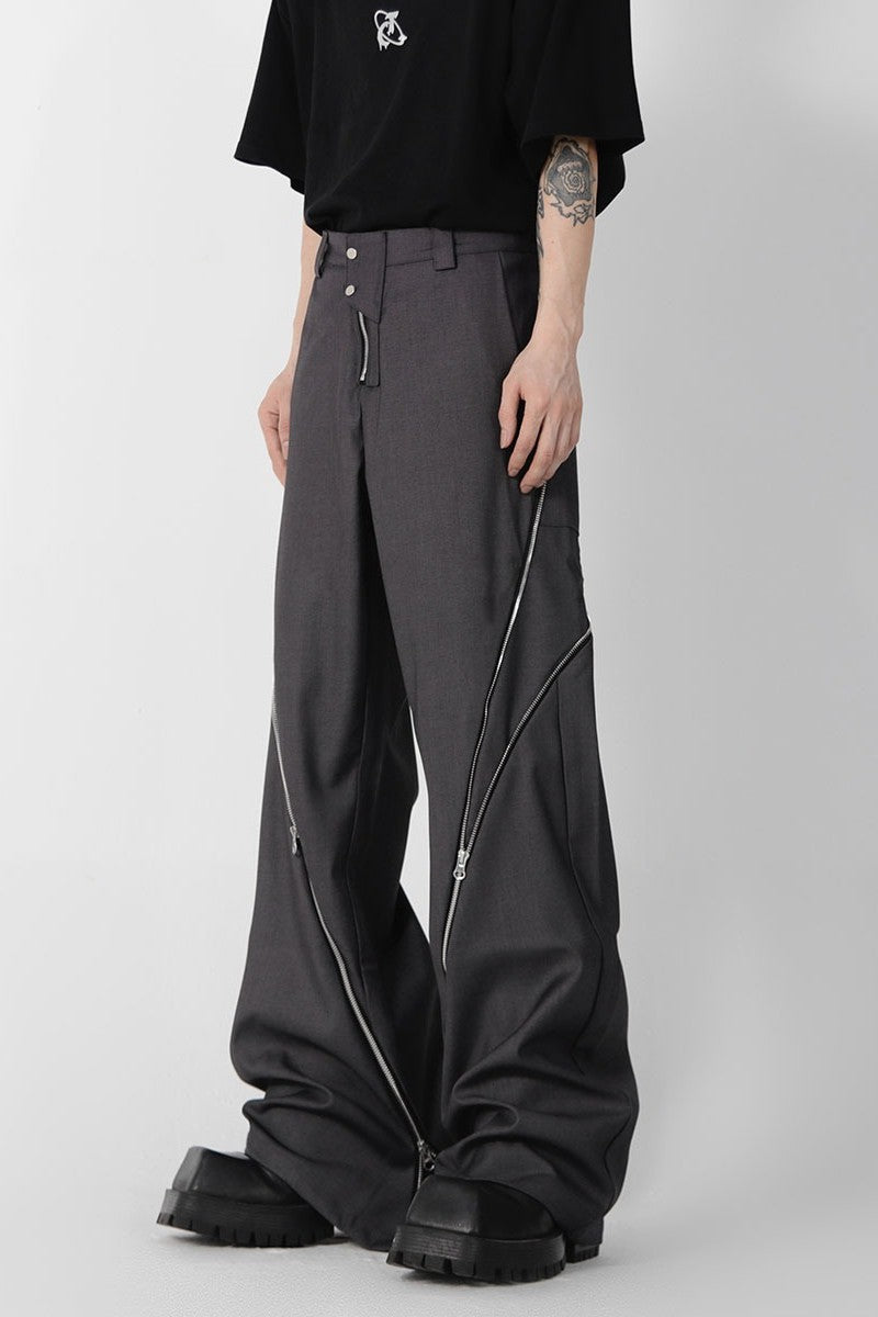 Zipper Slit Trousers - chiclara