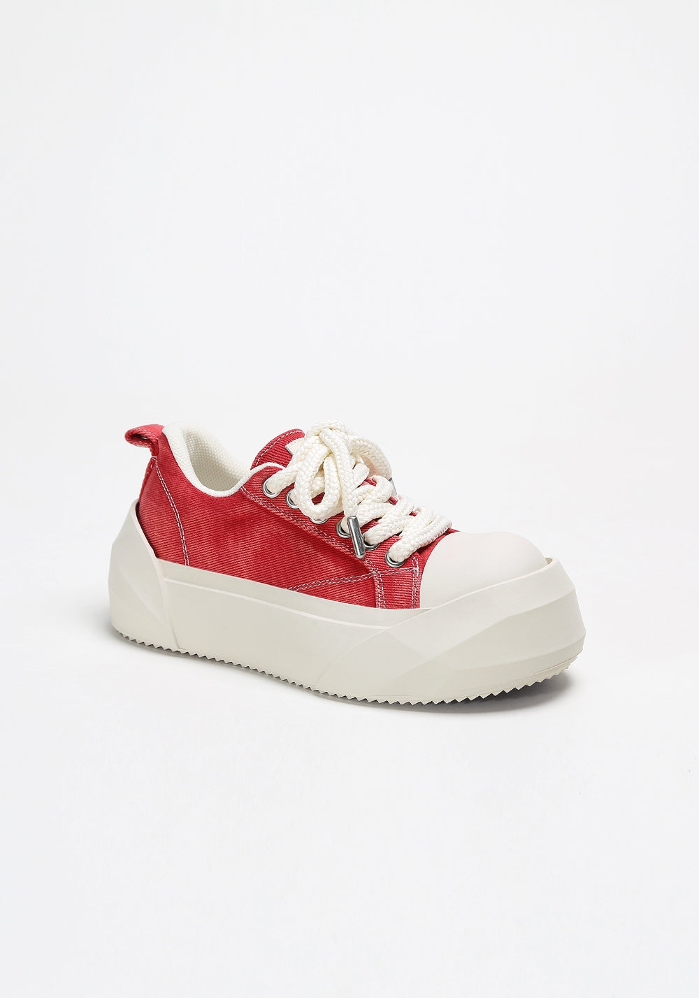 Denim Bare Look Washed Platform Sneakers