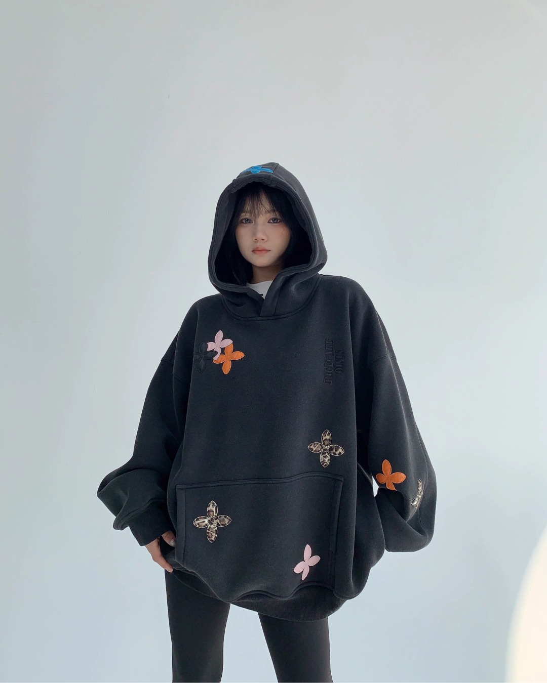 Midnight Bloom Oversized Petal Hoodie
