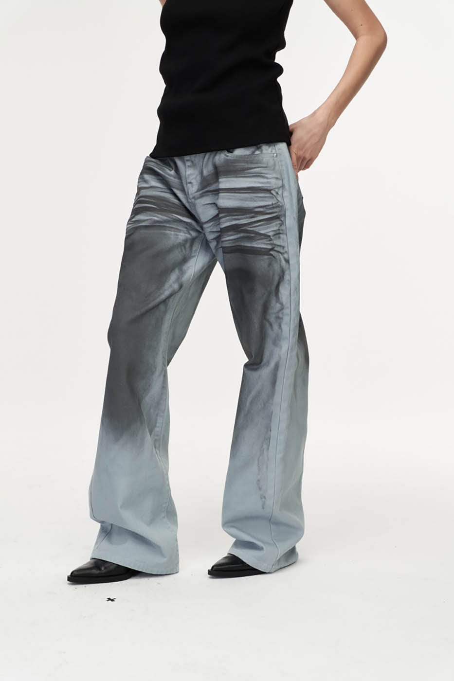 Metallic Silver Wide Jeans