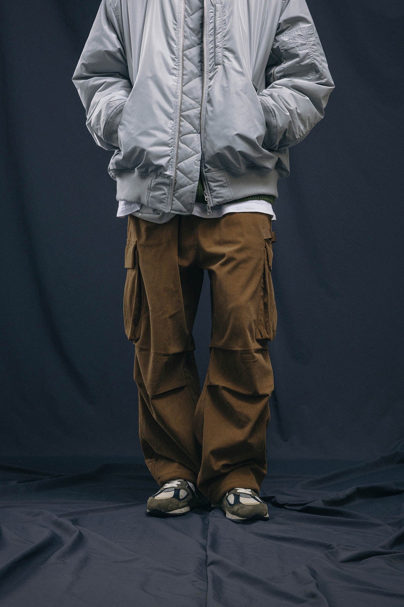 Corduroy Crinkled Cargo Pants