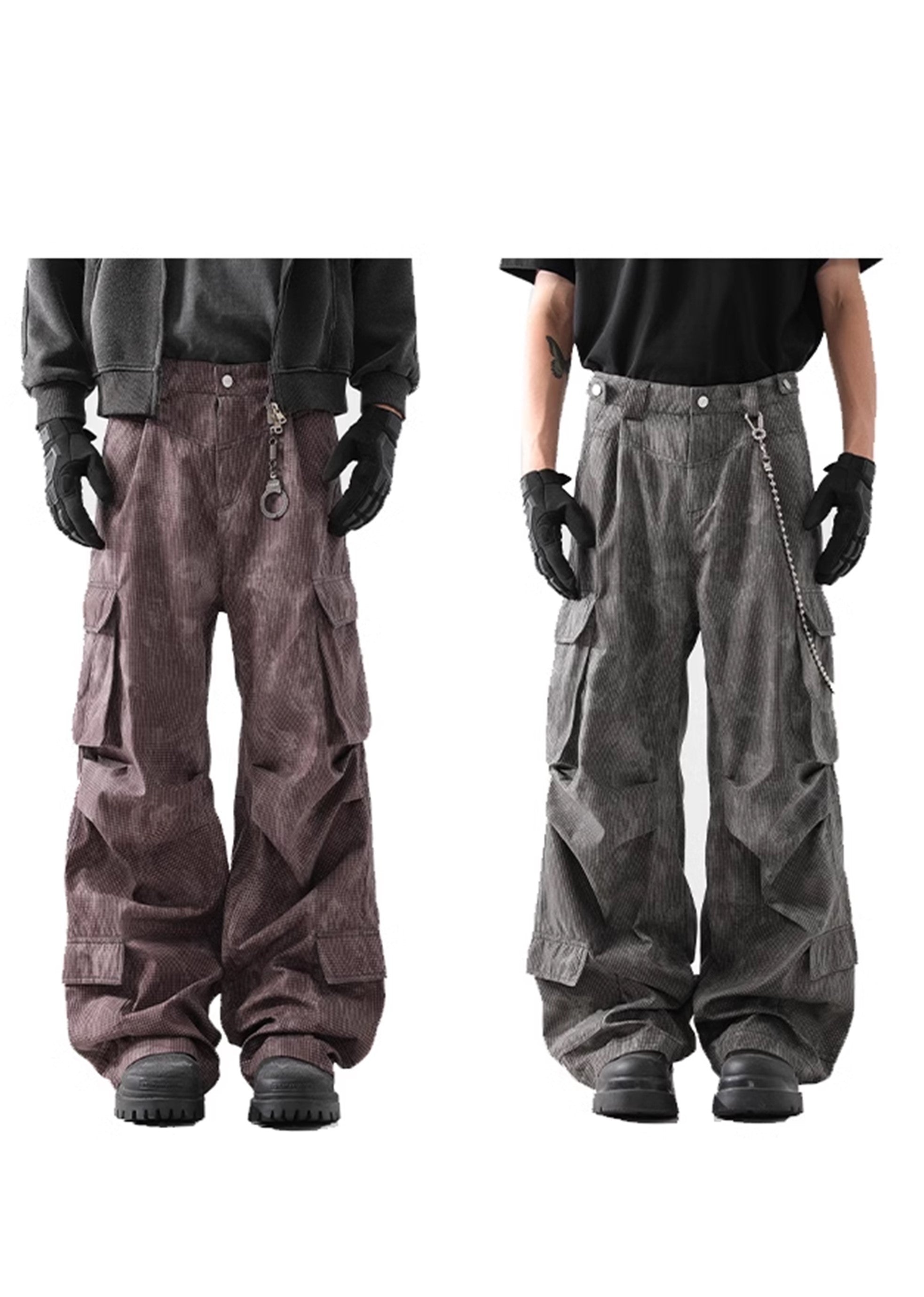 Textured Chain Cargo Pants