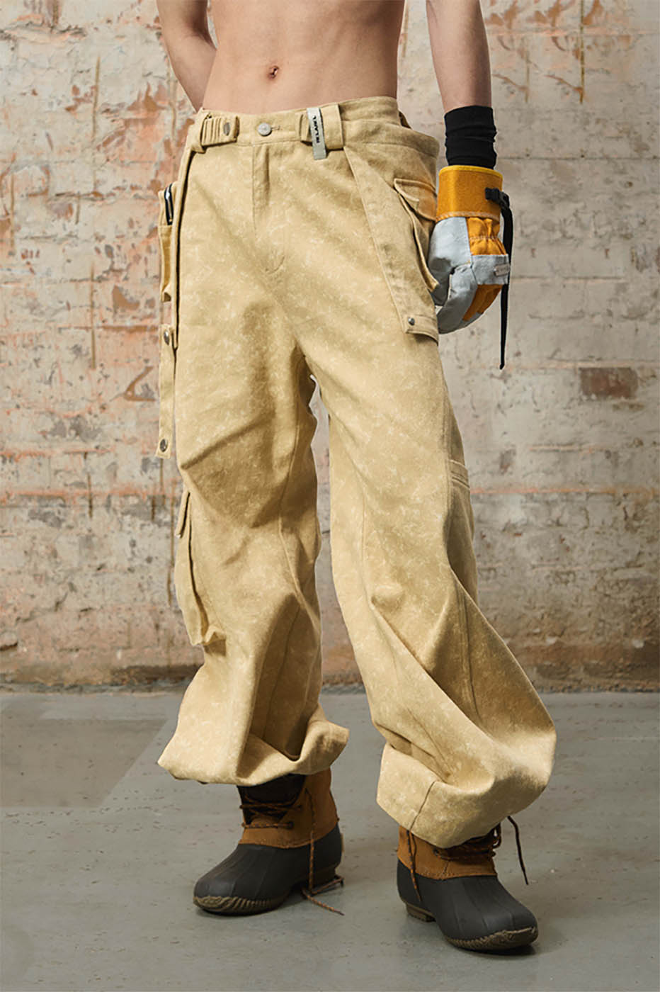 Deconstructed Khaki Cargo Pants