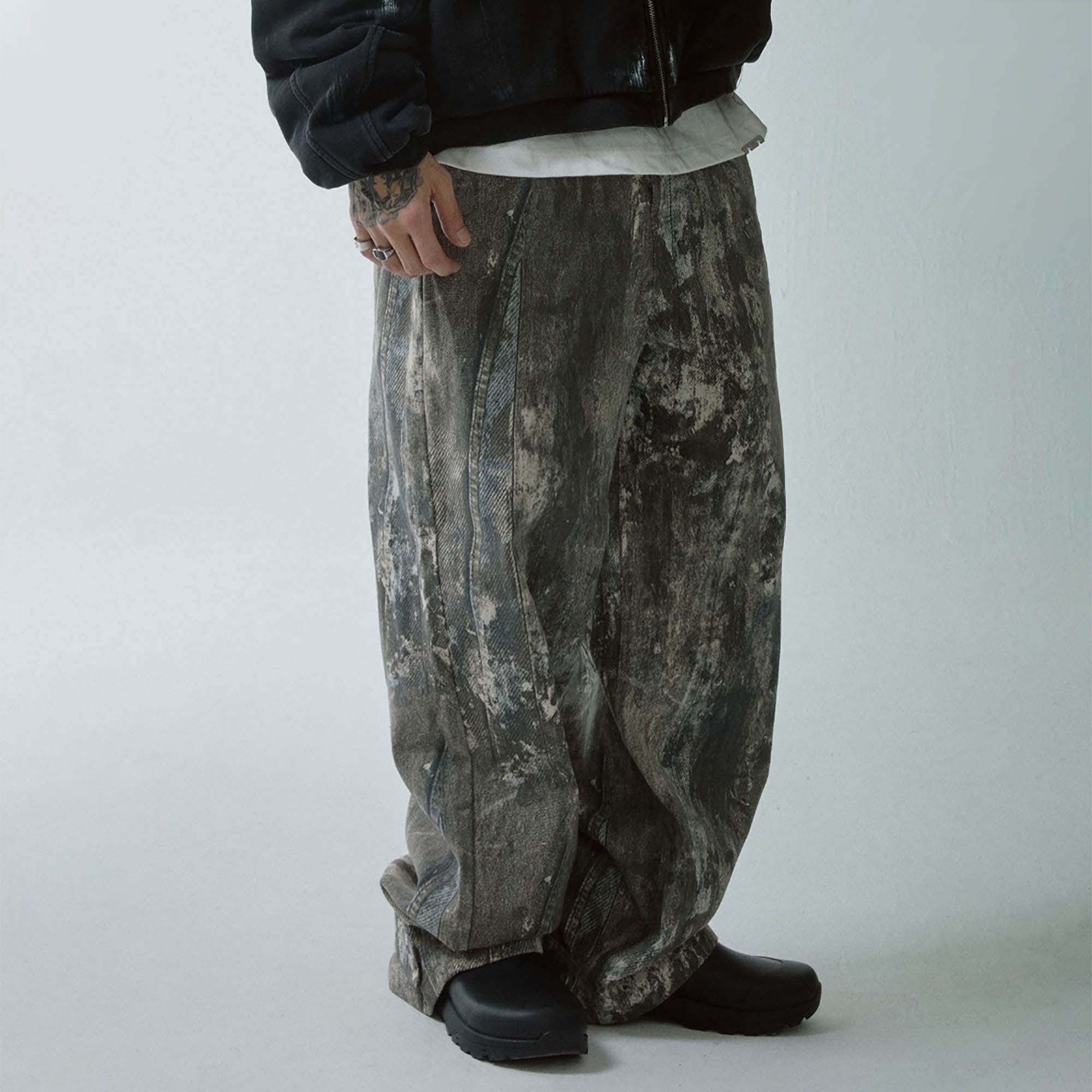 Acid Wash Straight-Leg Pants