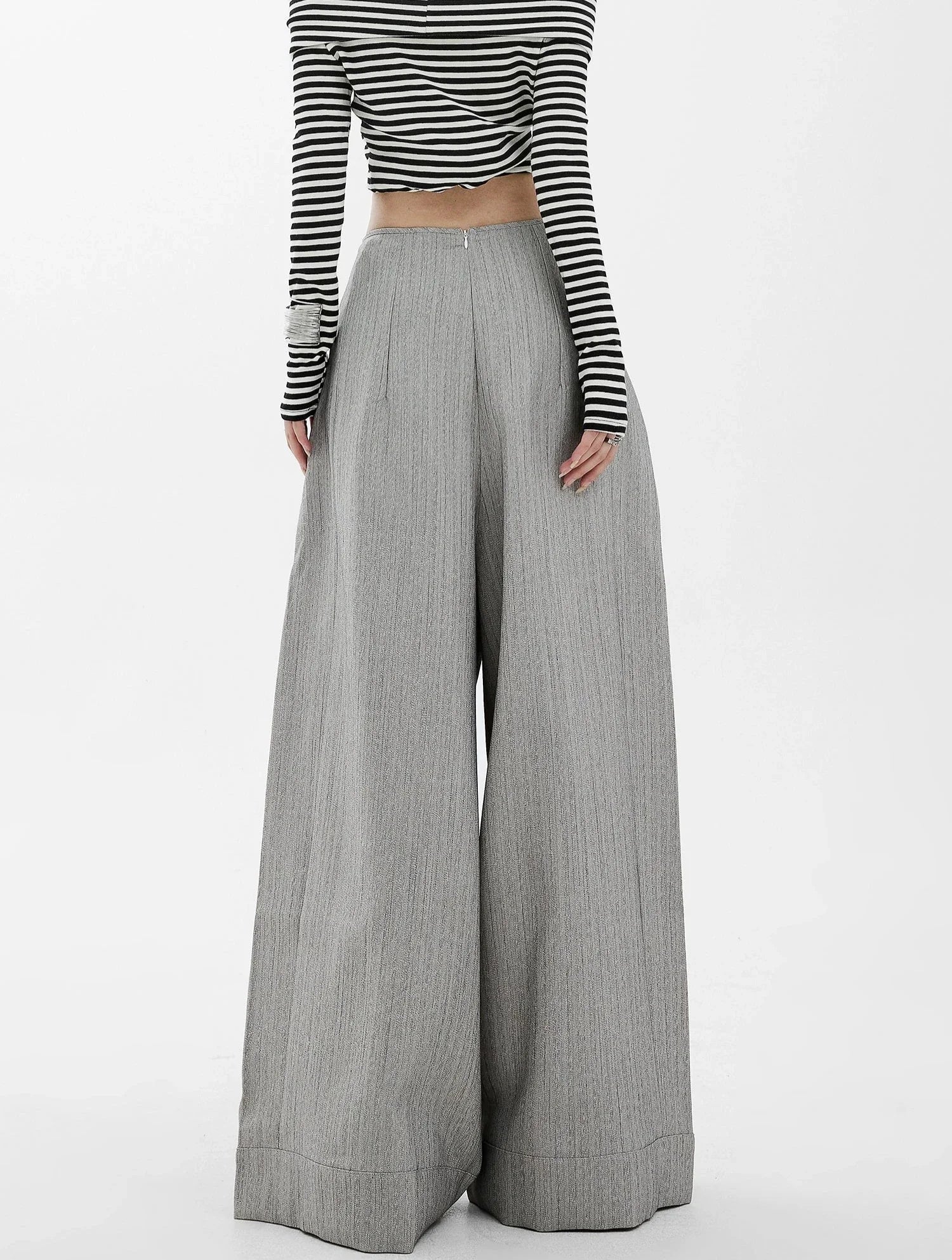 High-Waisted Grey Wide Leg Palazzo Pants