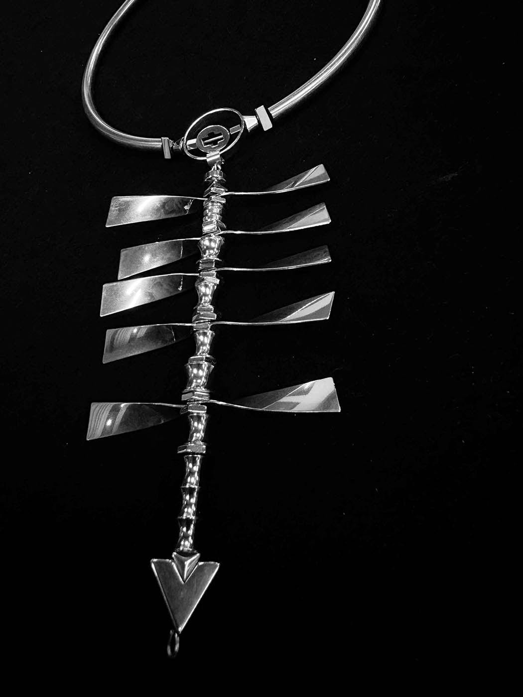 Chrome Spine Arrow Necklace