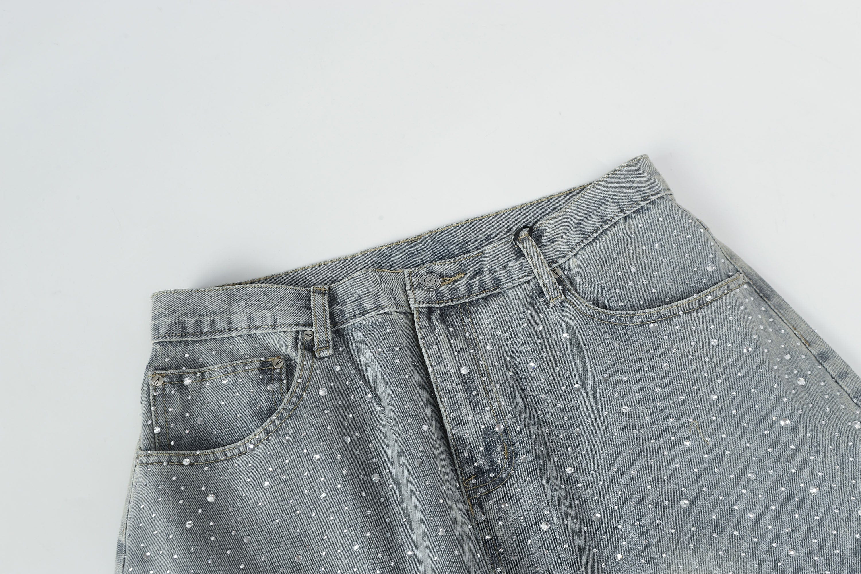 Light Wash Rhinestone Studded Jeans