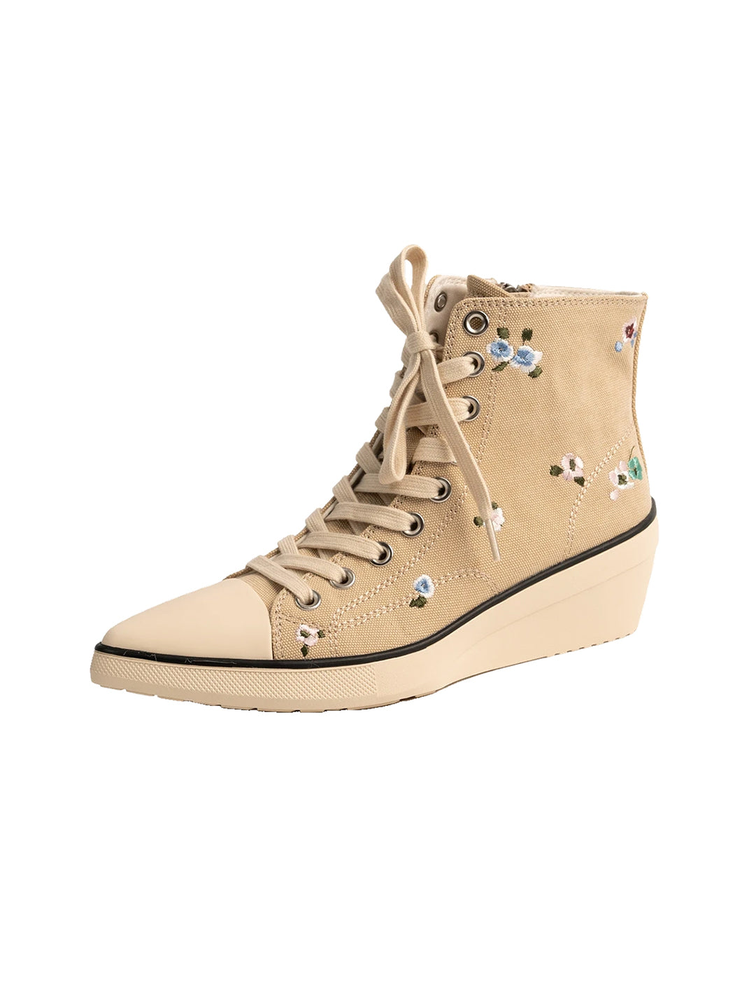Floral-Embroidered Canvas Wedge Ankle Boots - view 7