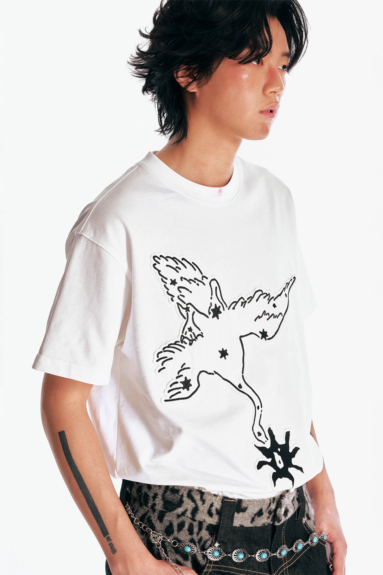 Crane With A Blossom Patch T-Shirt