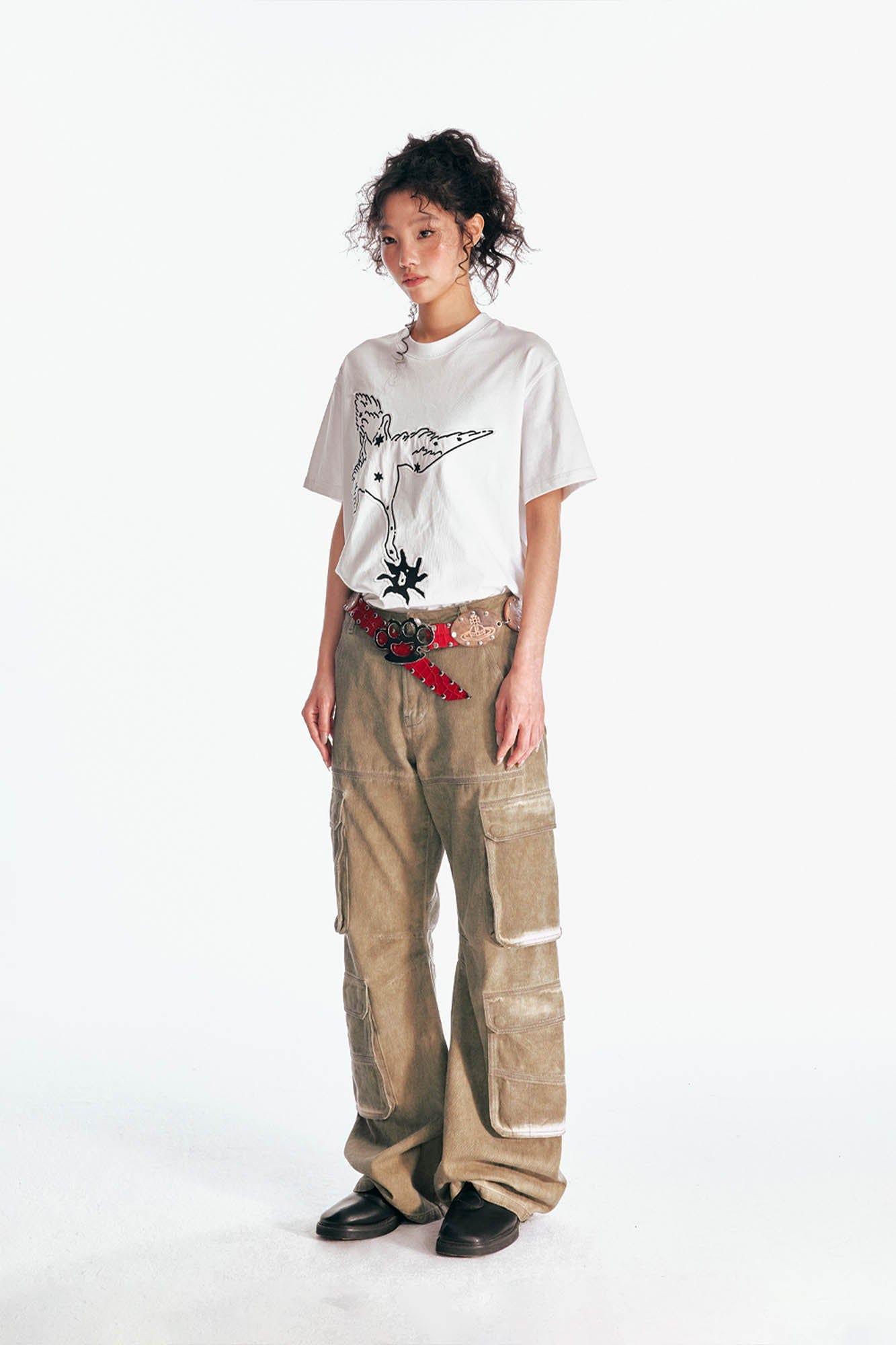Crane With A Blossom Patch T-Shirt