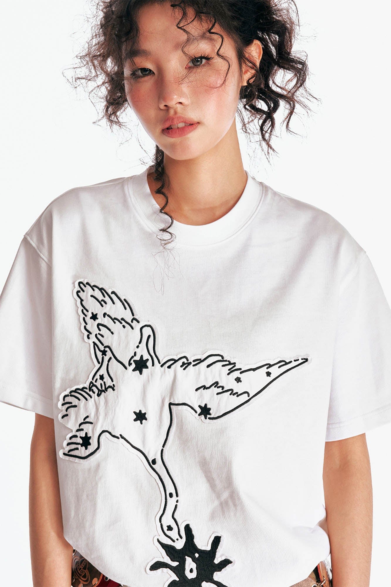 Crane With A Blossom Patch T-Shirt