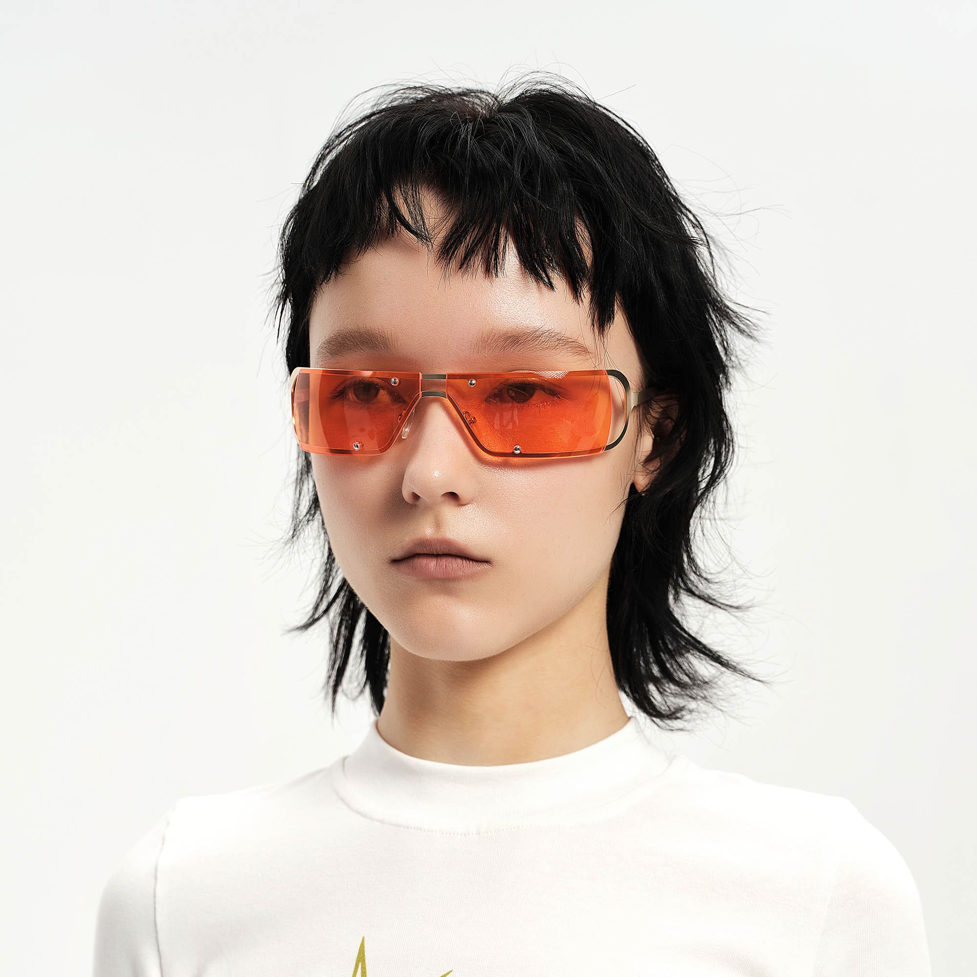 Rivet-Temple Narrow Square Sunglasses - view 1