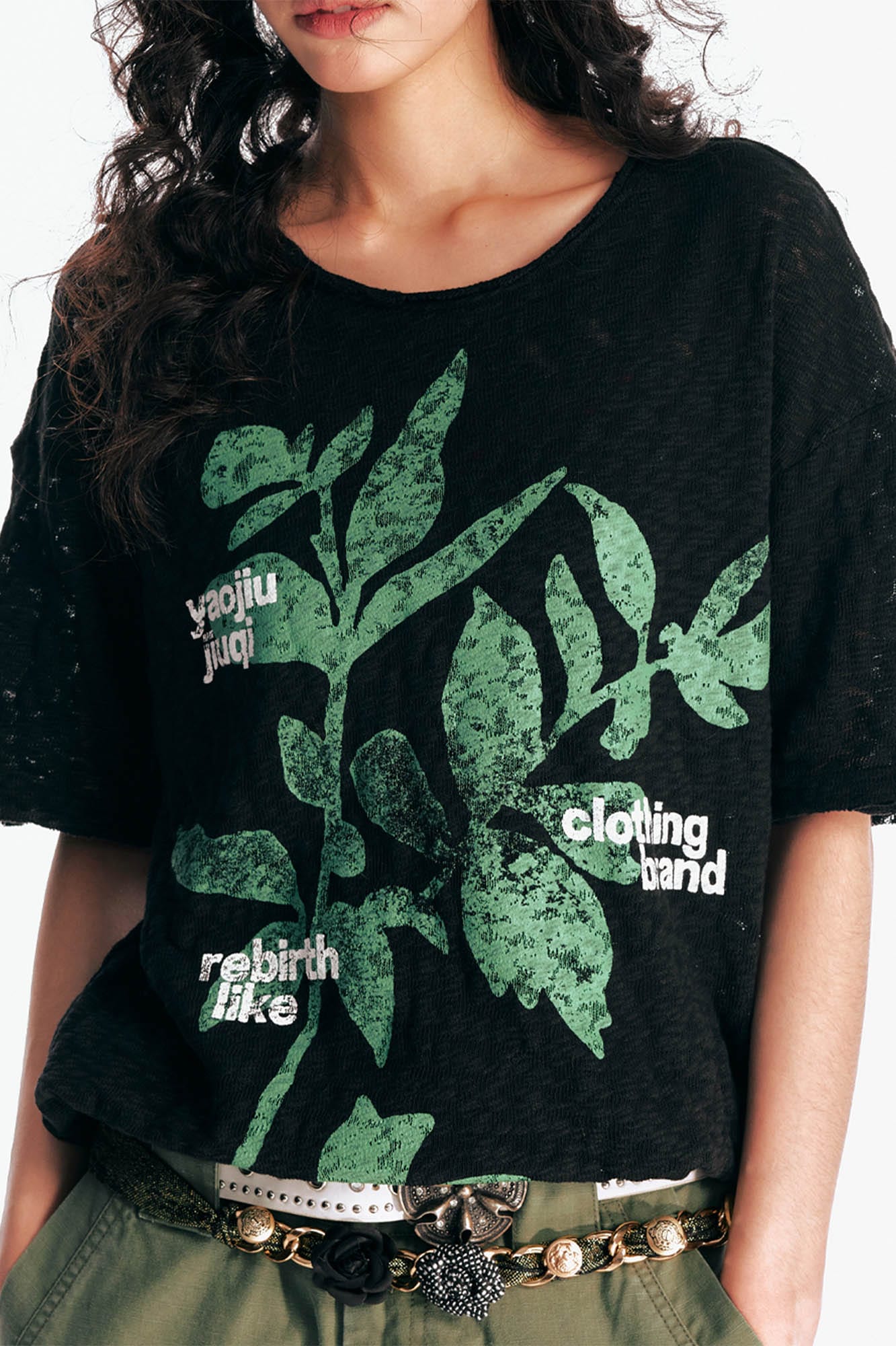 Sesame Leaves Graphics Burnout Tee
