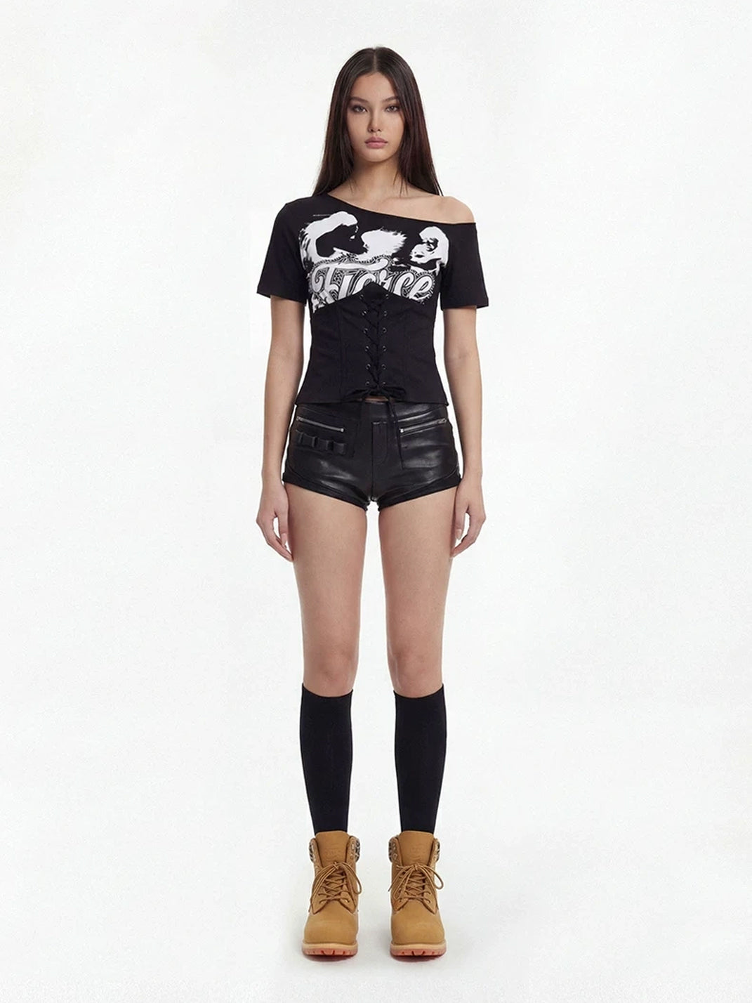 Leopard-Collar Leather Lug-Sole Lace-Up Boots - view 5