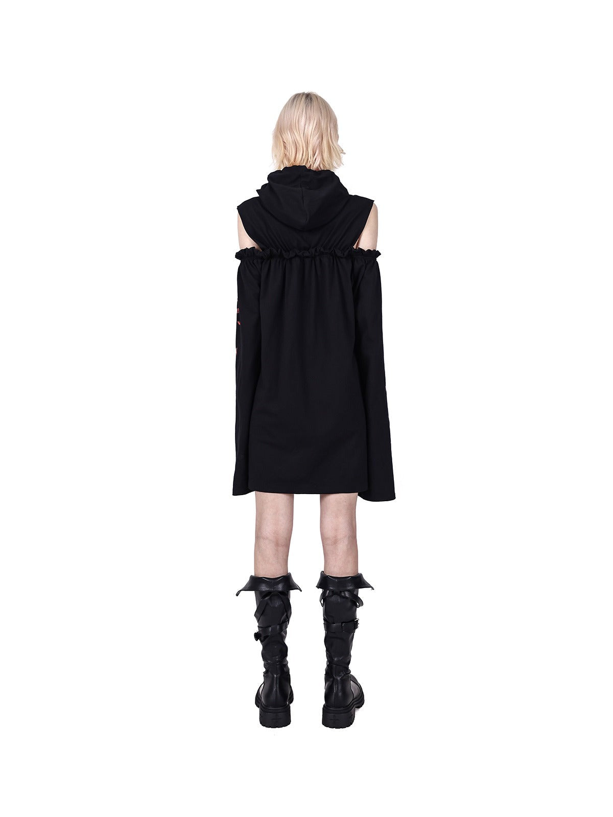 PINKSPINK Gothic Off-Shoulder Hoodie - Black