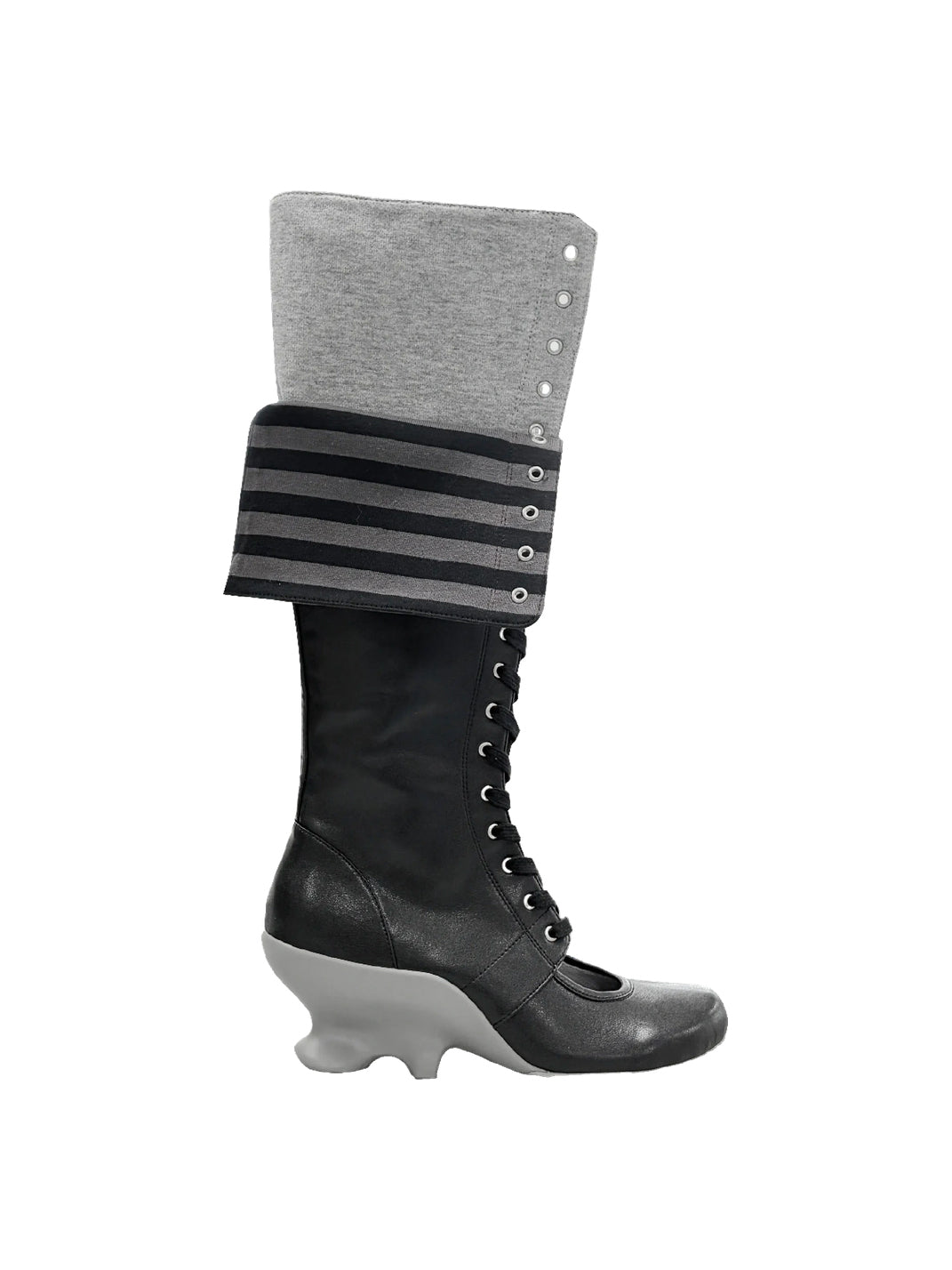 Layered Foldover Lace-Up Wedge Knee Boots - view 3