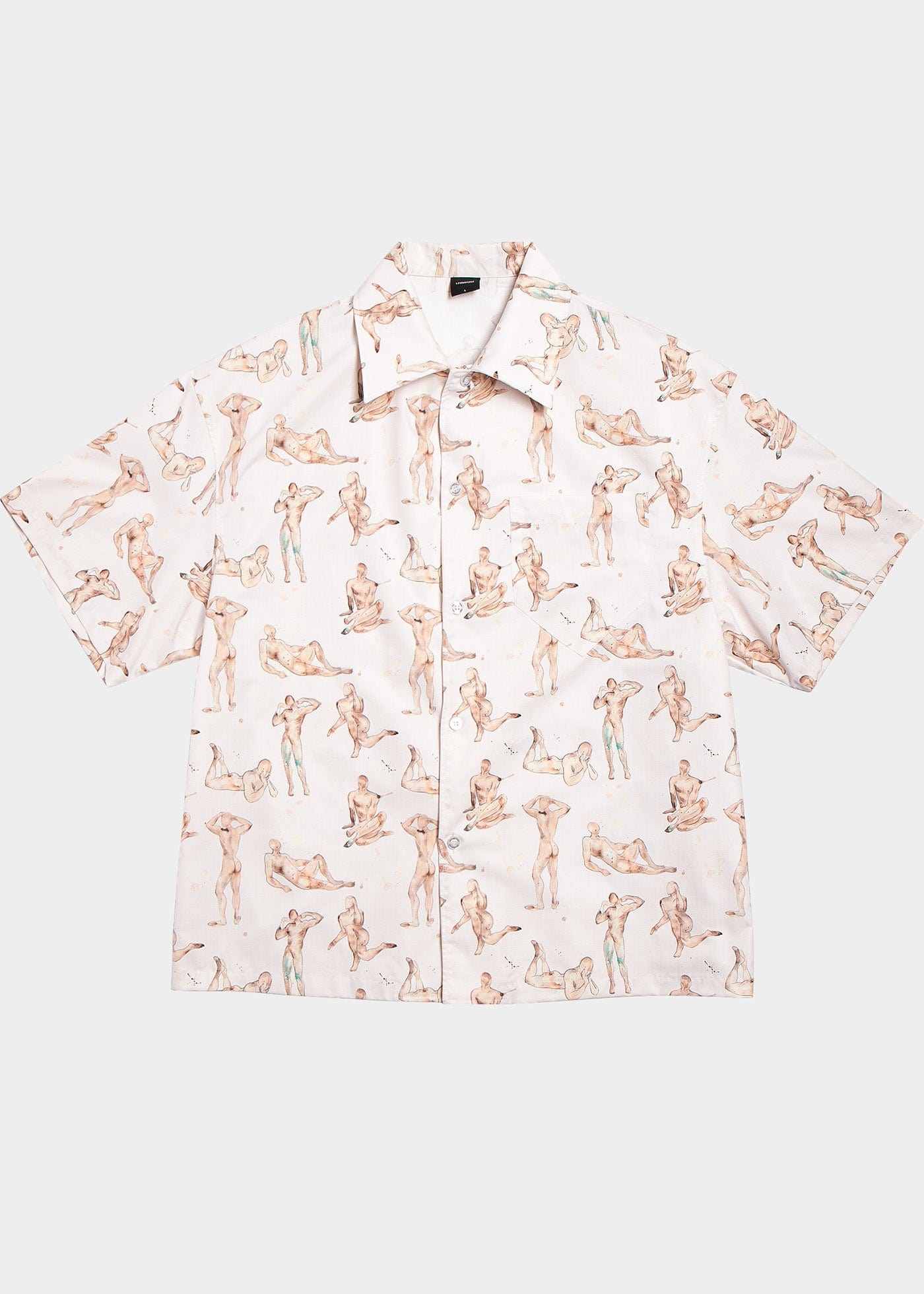 Figure Print Camp Collar Shirt