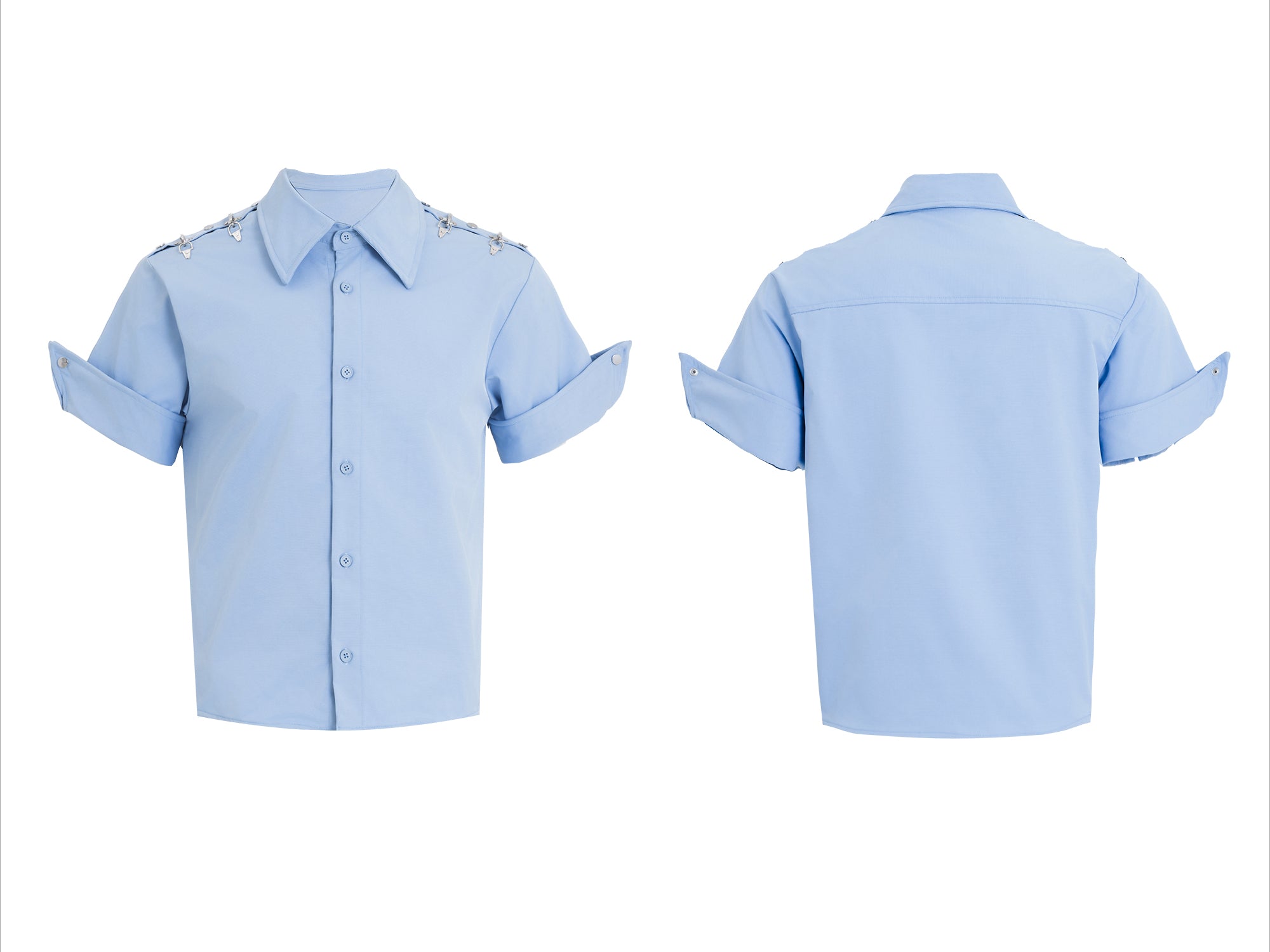 White Short Sleeve Button-Up Shirt
