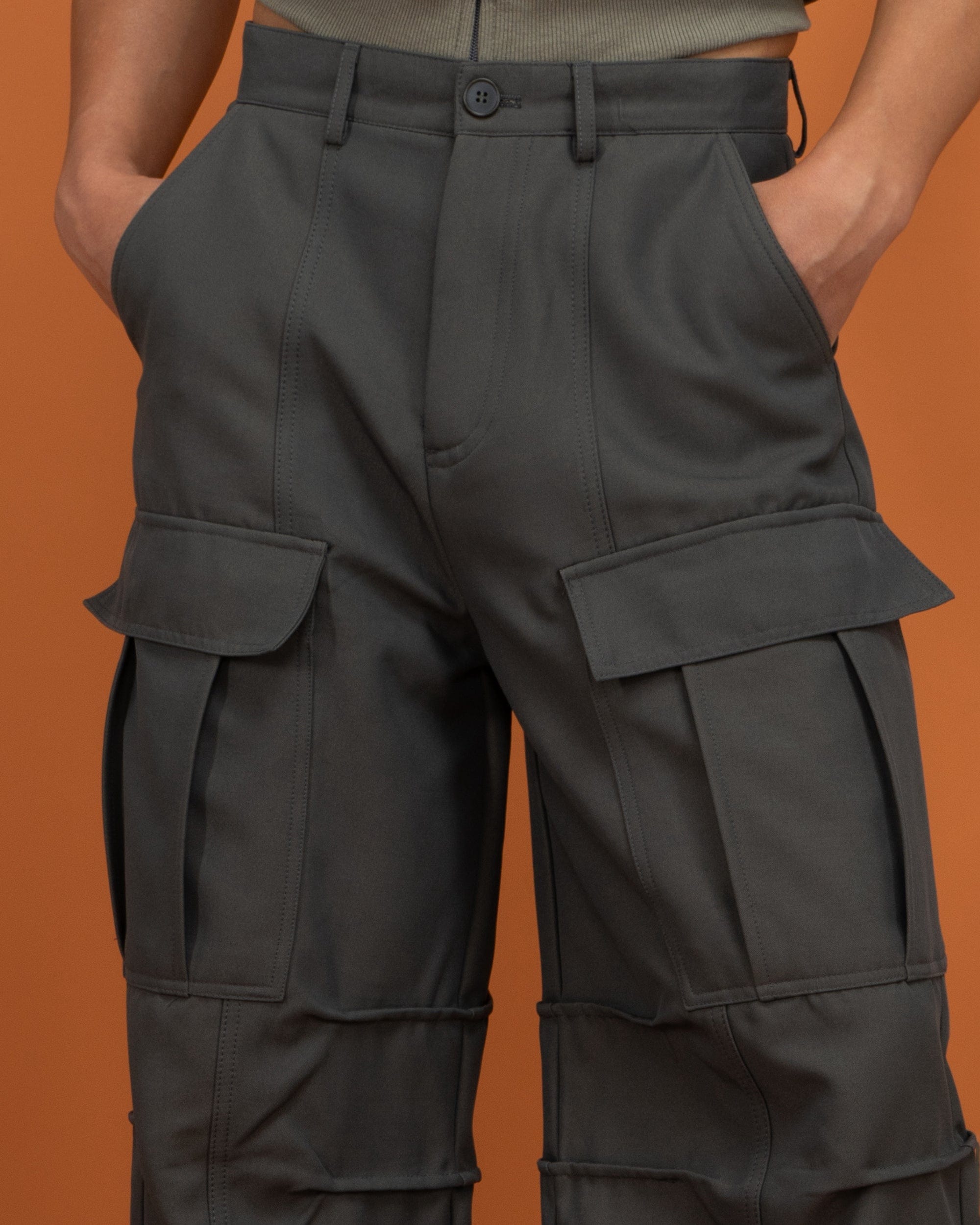 Multi-Pocket Crinkled Cargo Pants