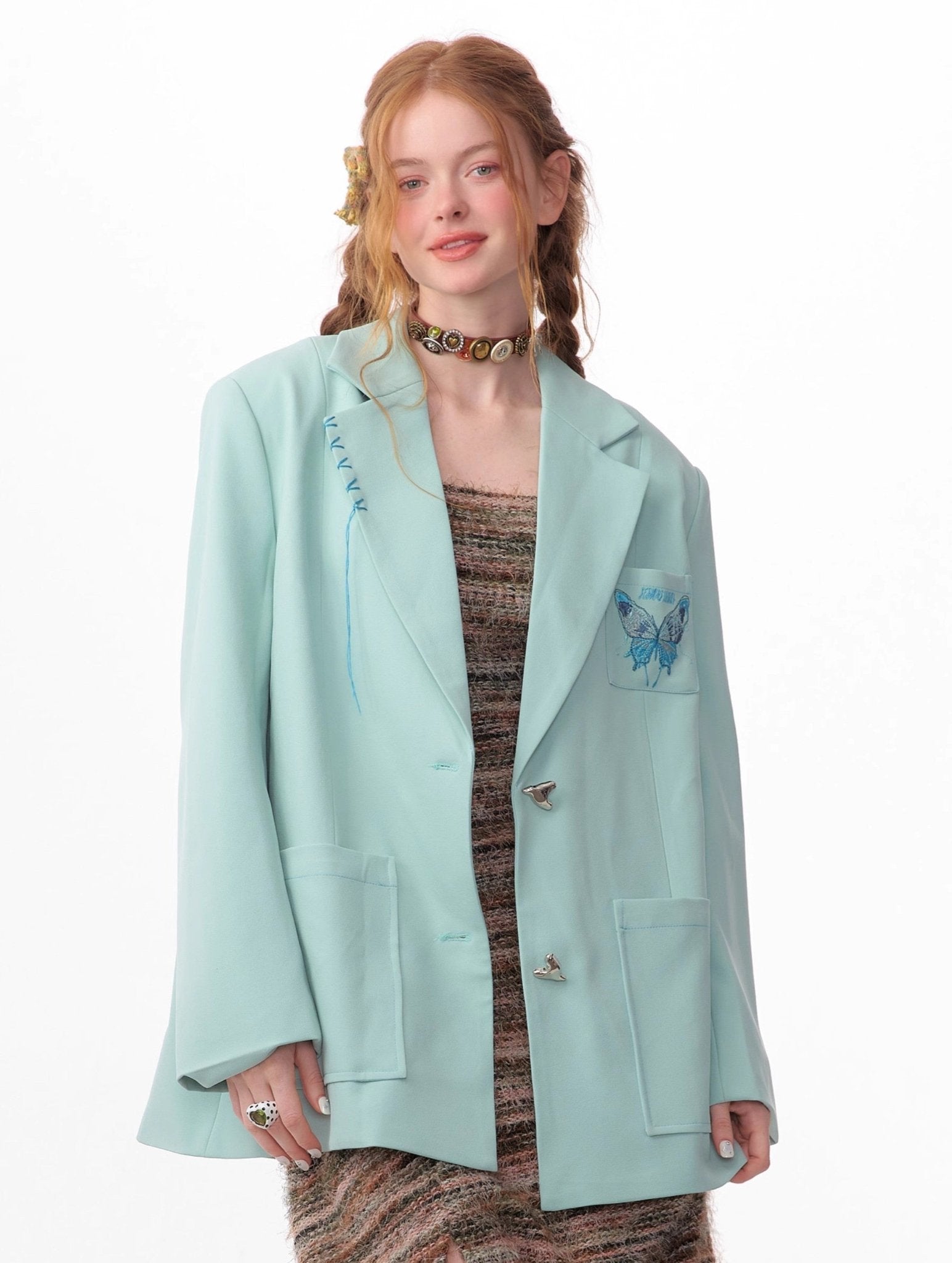 Butterfly Embroidered Blazer