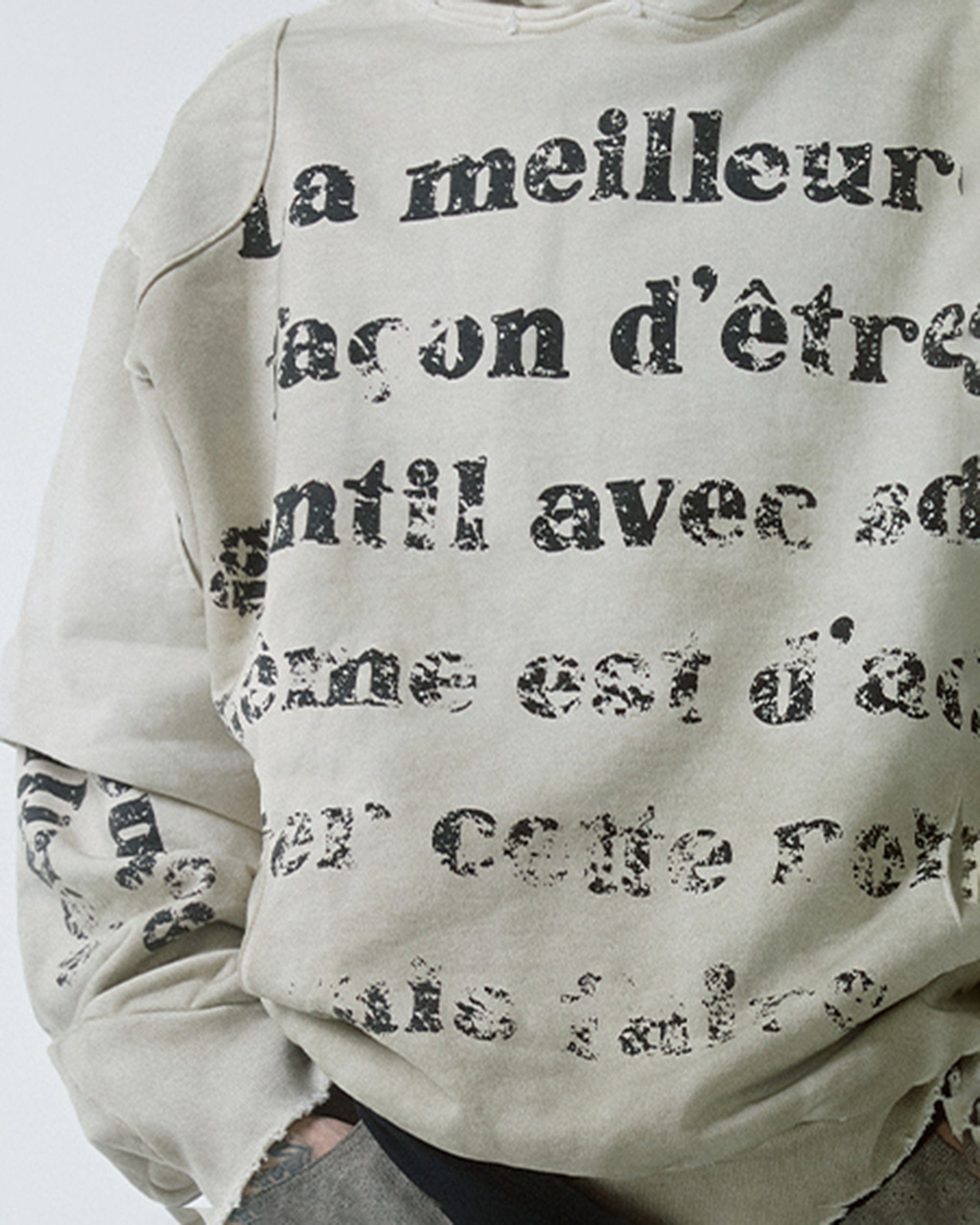 French Text Vintage Hoodie