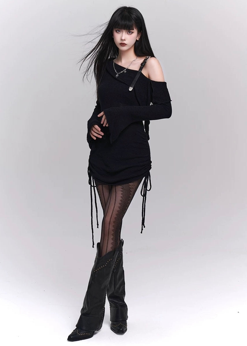 Gothic Drawstring Mini Dress