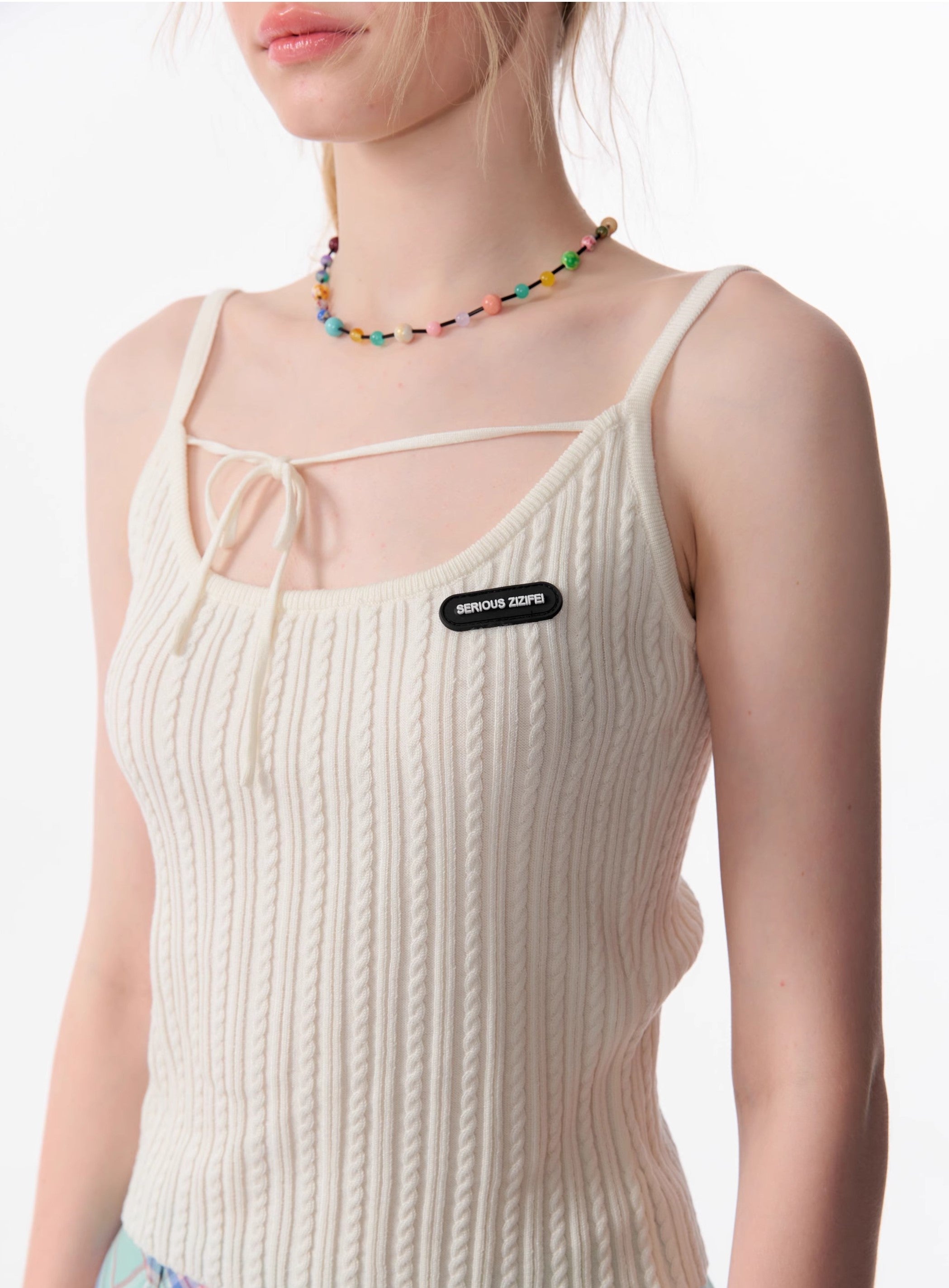 Cable Knit Tie Front Cami