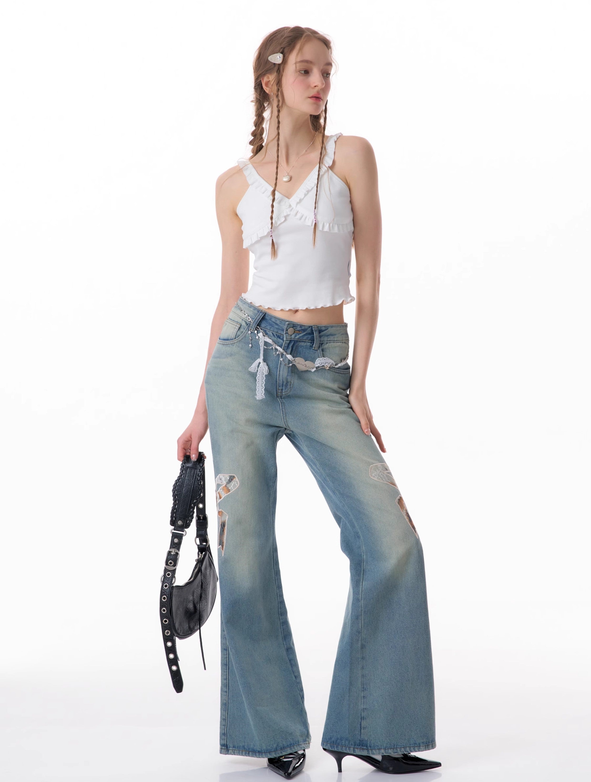 Bow Patch Flare Jeans