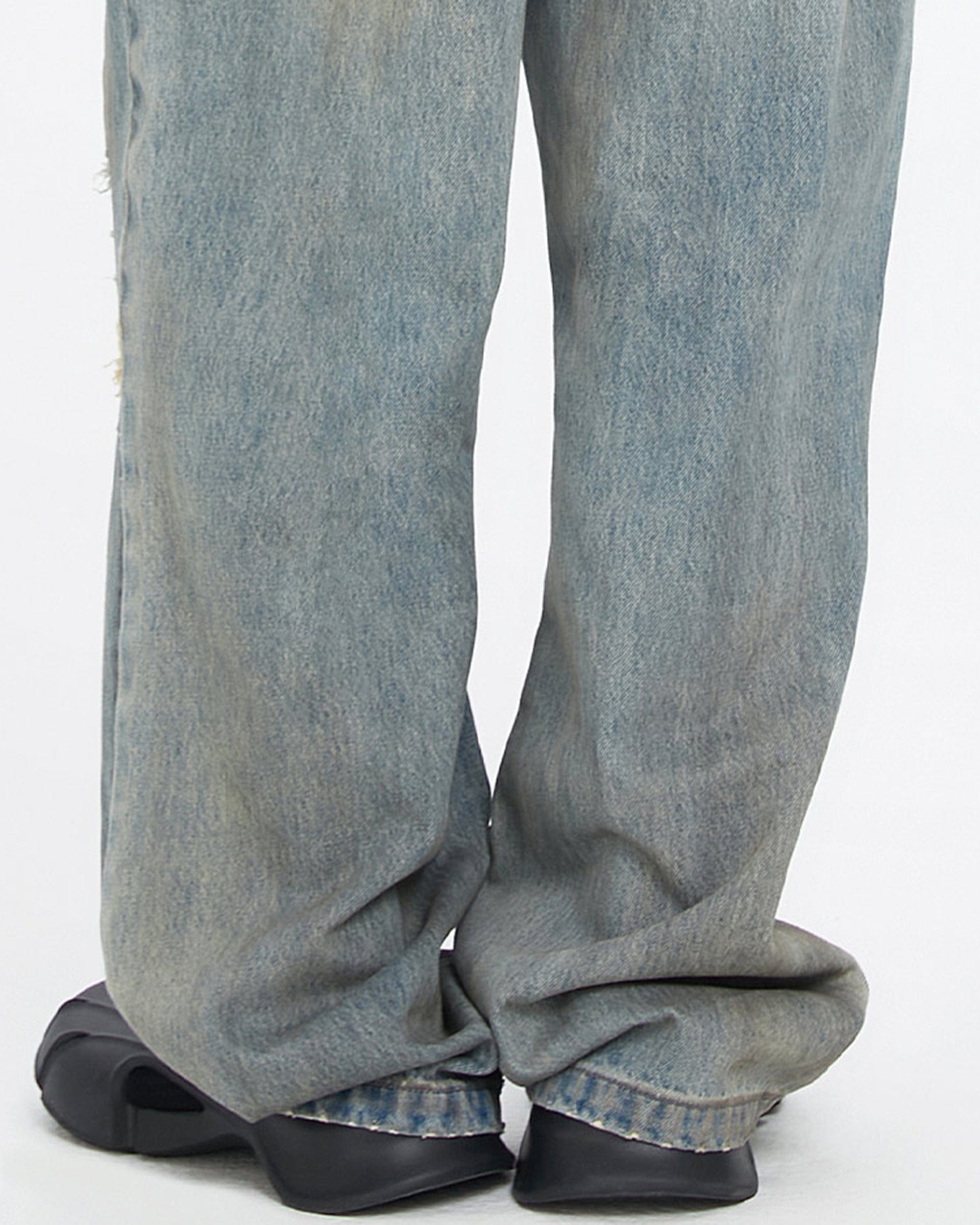 Distressed Classic Wide Leg Jeans