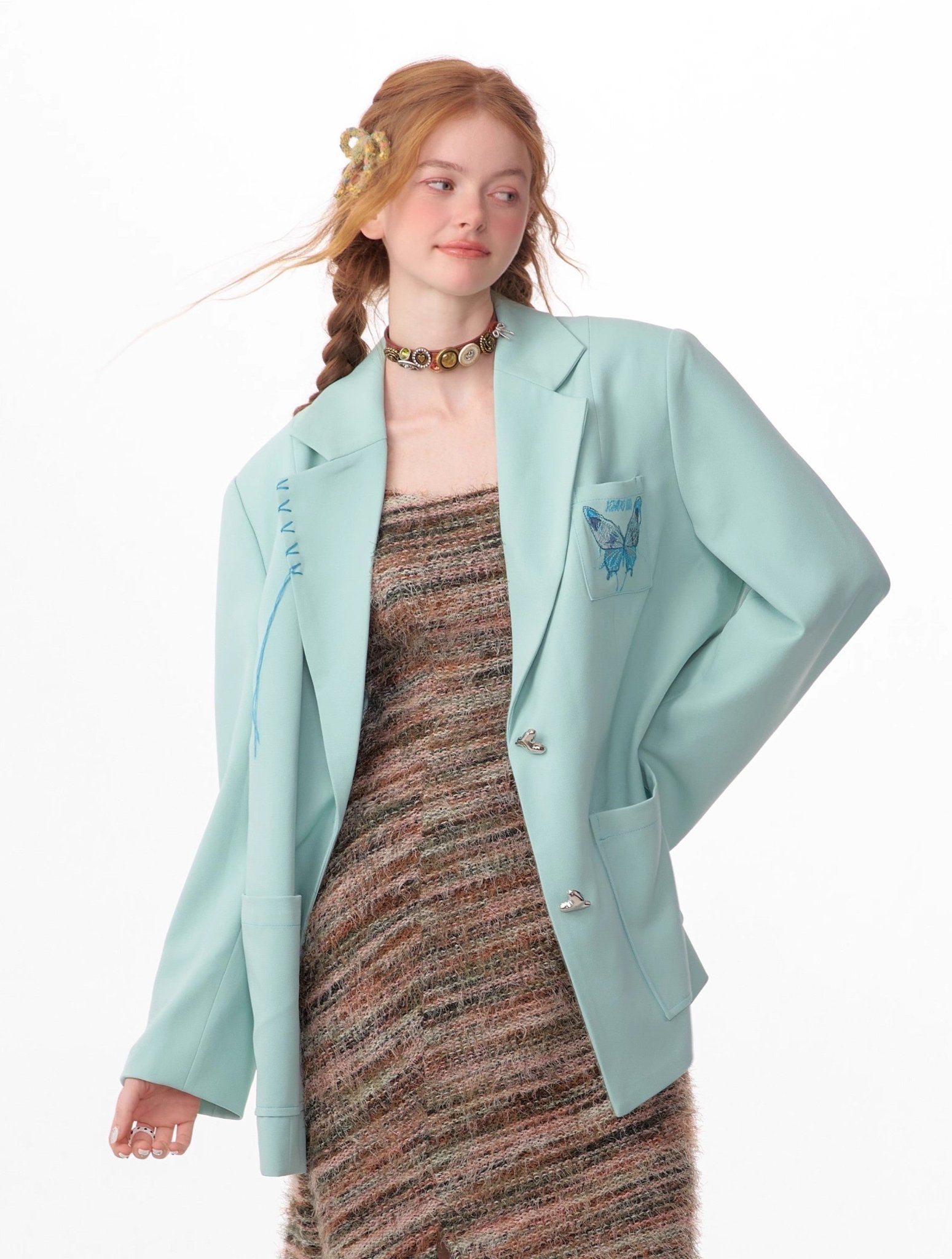 Butterfly Embroidered Blazer