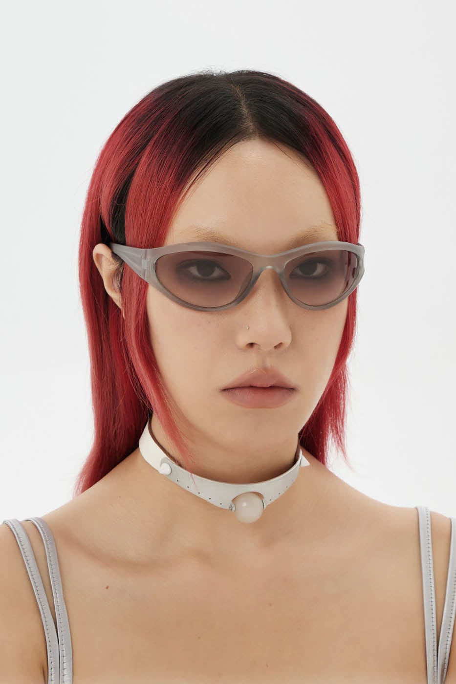 Contrast-Temple Cyclist Wrap Sunglasses - view 8