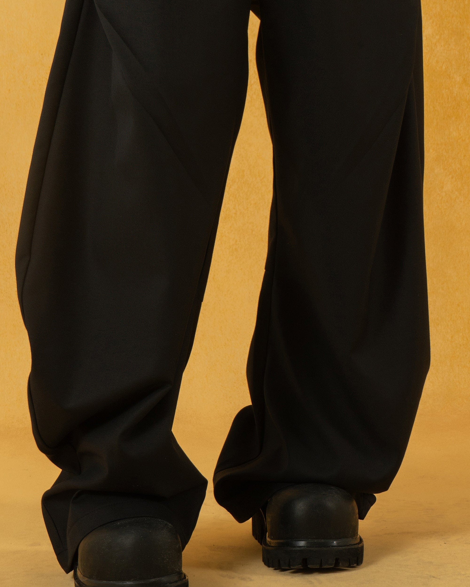 Curved Black Ultra Wide-Leg Trousers