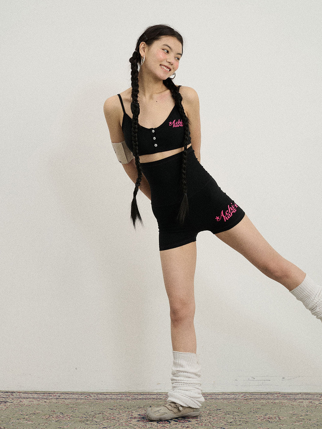 Letter-Embroidered Cropped Cami Top