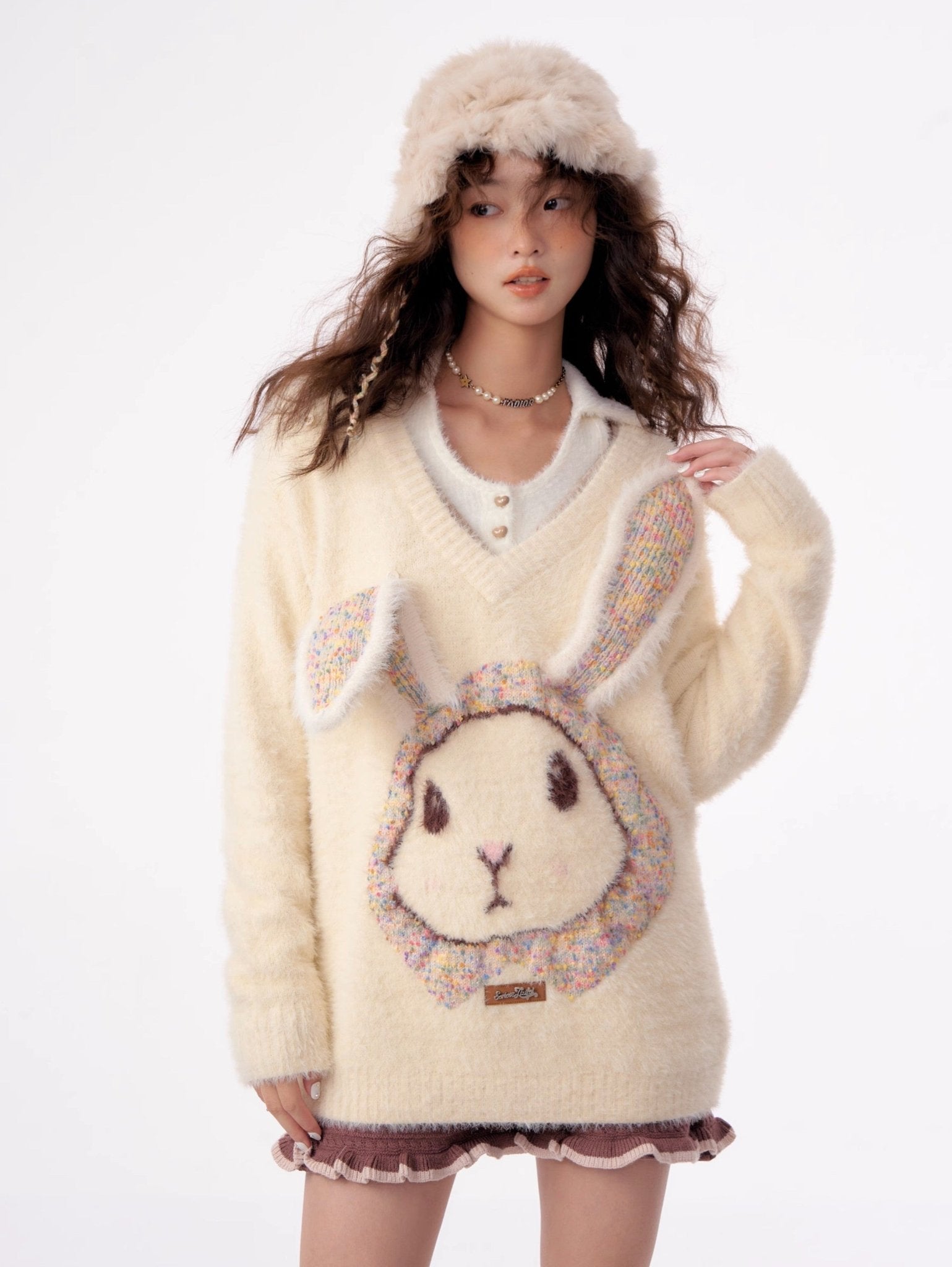 Fluffy Rabbit Cream Sweater