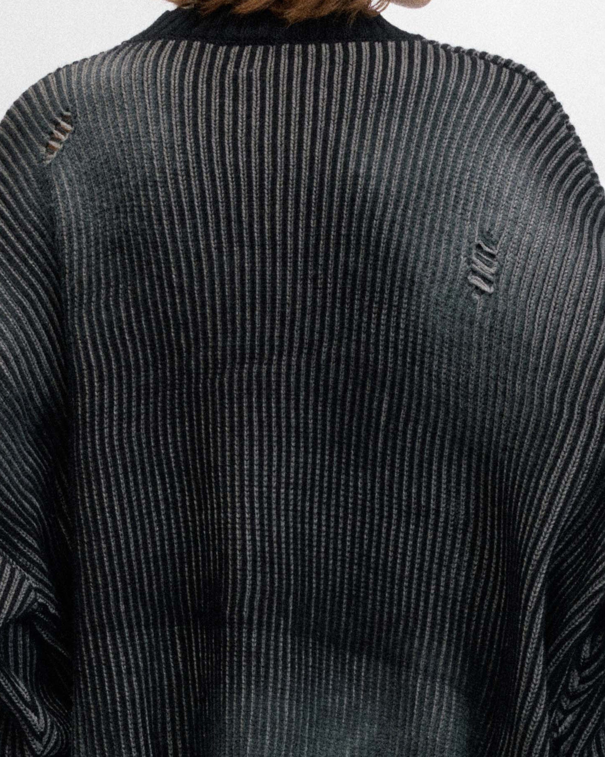 Distressed Ribbed Logo Sweater