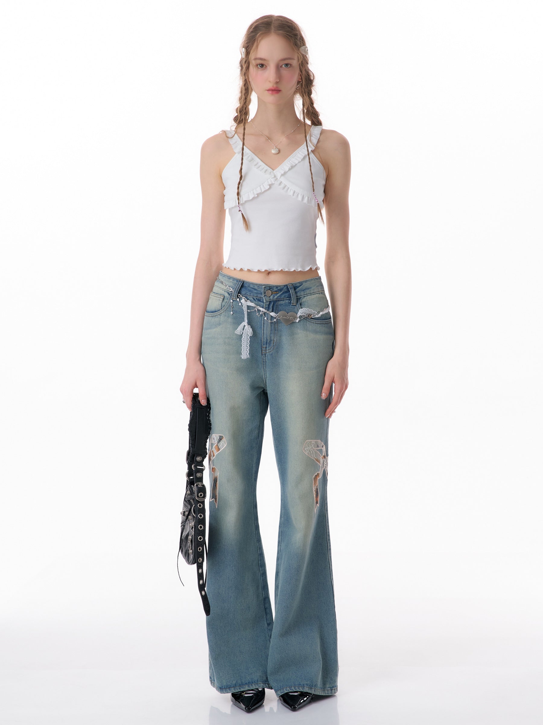 Bow Patch Flare Jeans