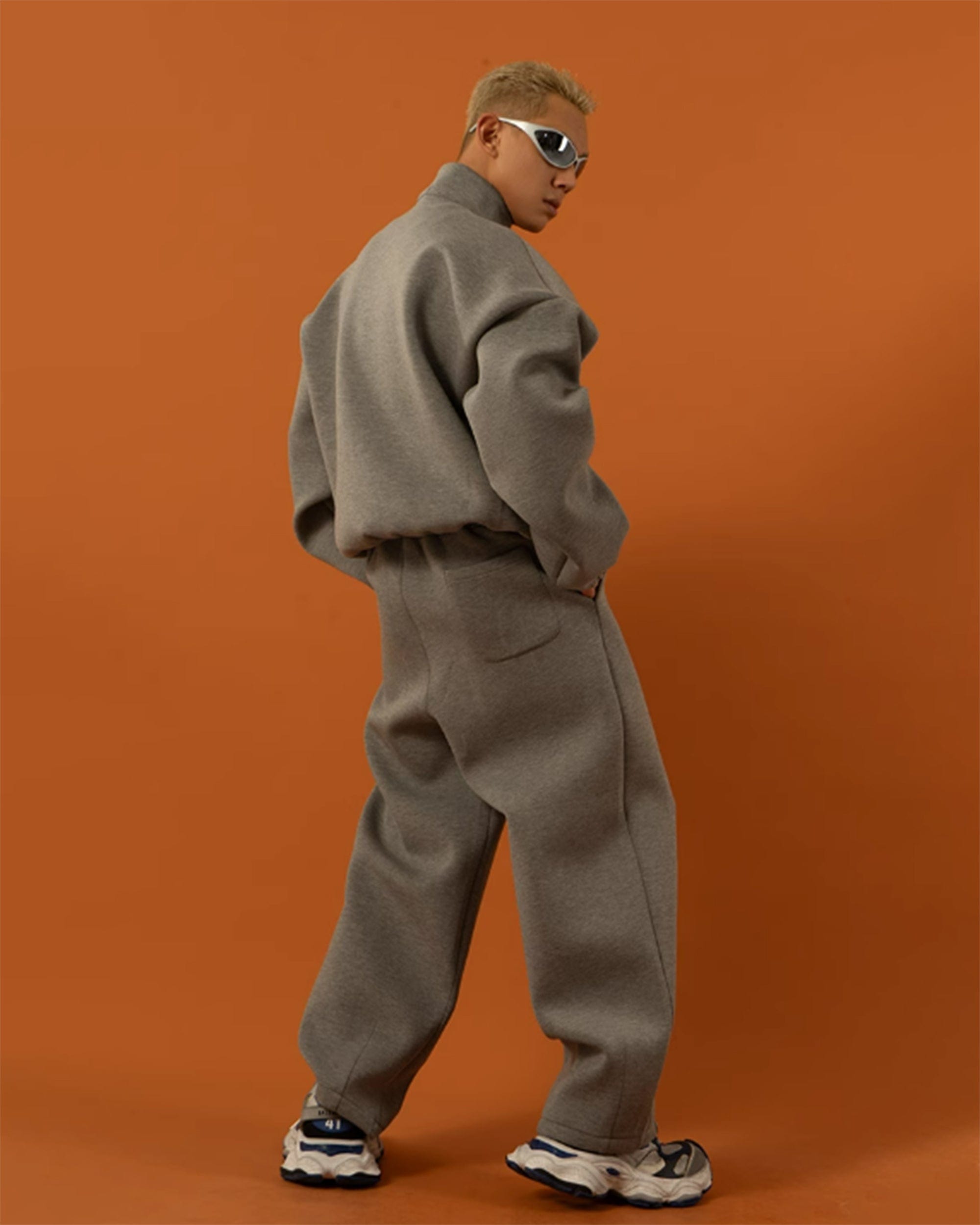 Wide Leg Pleated Crinkled Sweatpants