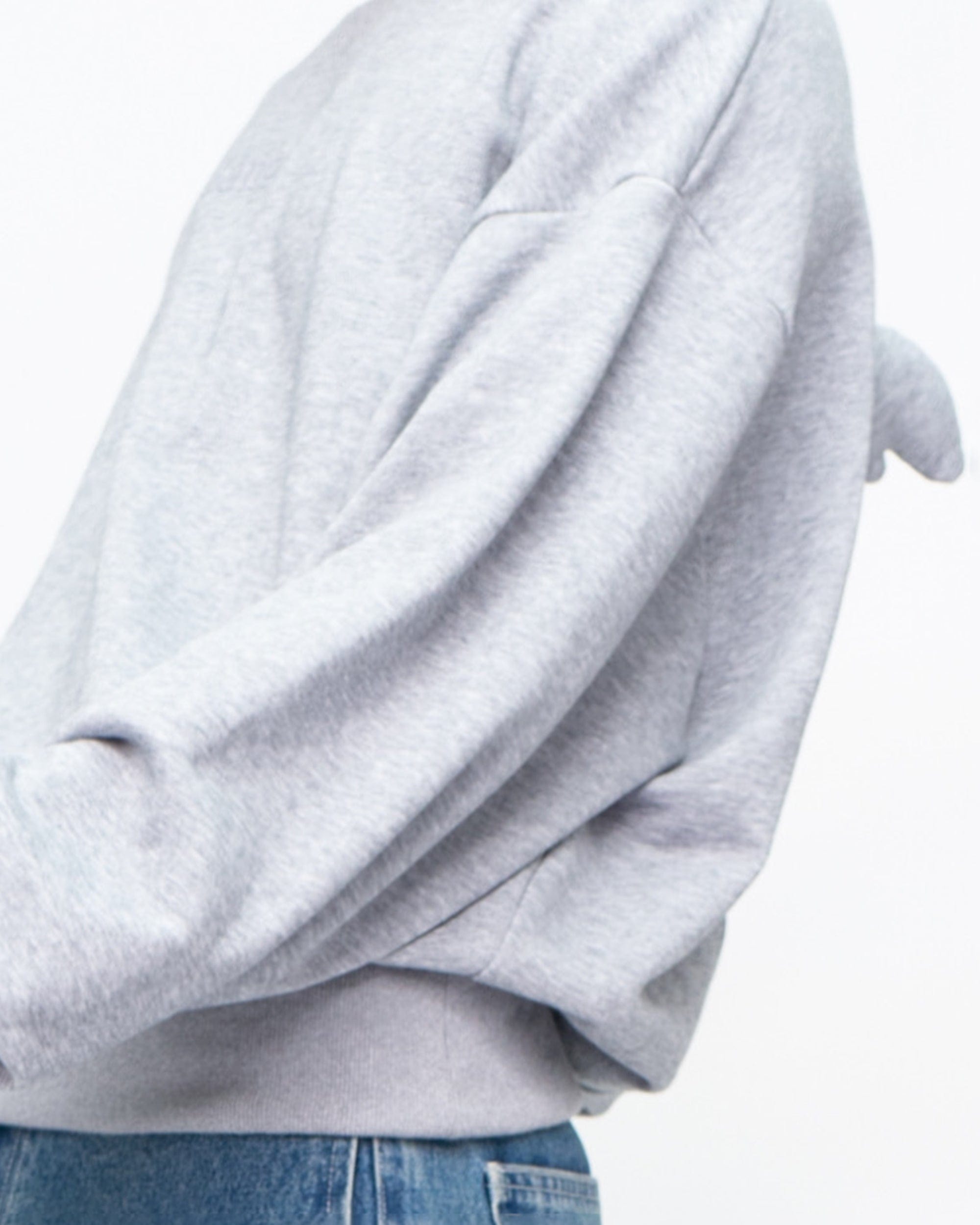 Grey Sweatshirt with Angel Wings Details on the Back