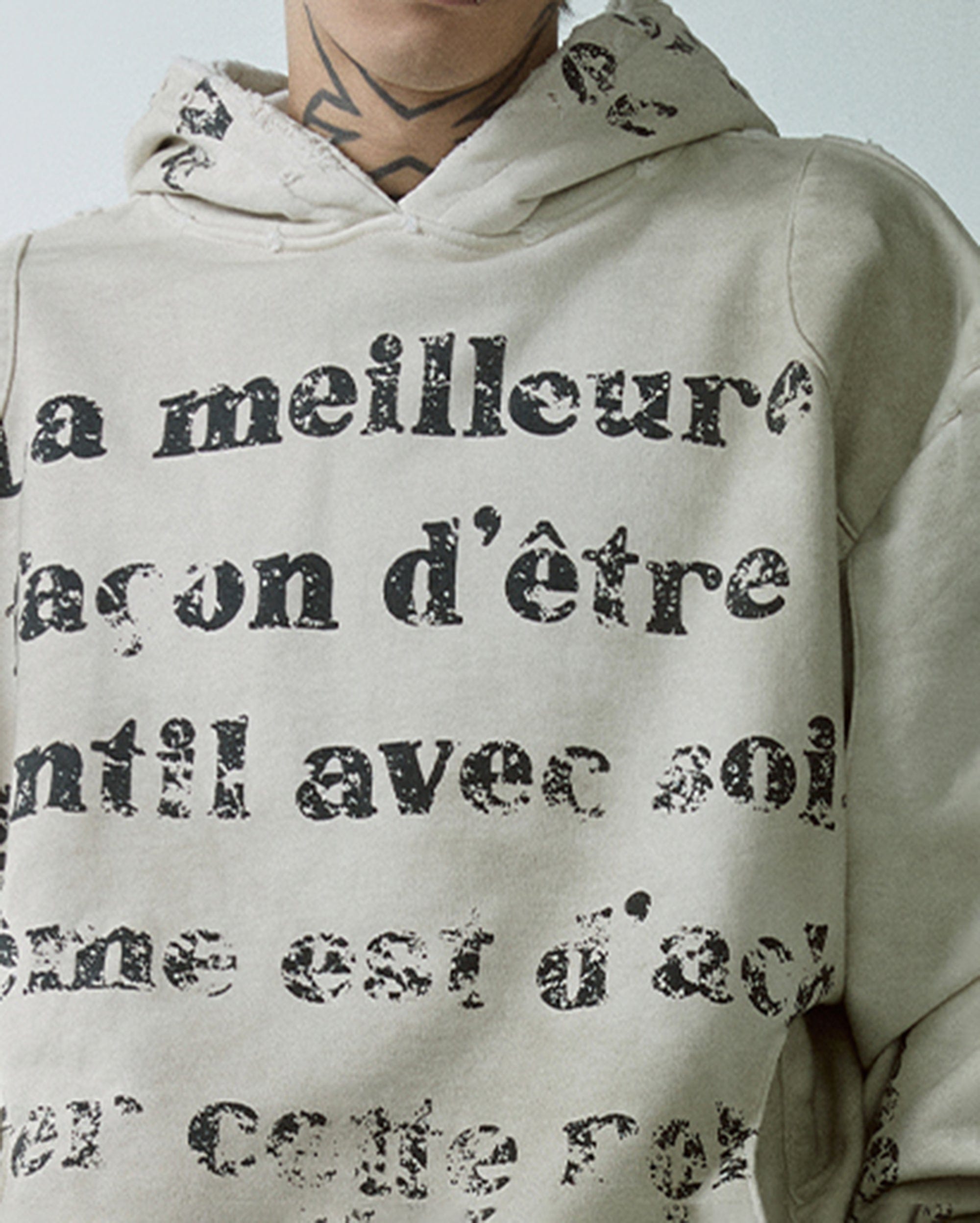 French Text Vintage Hoodie