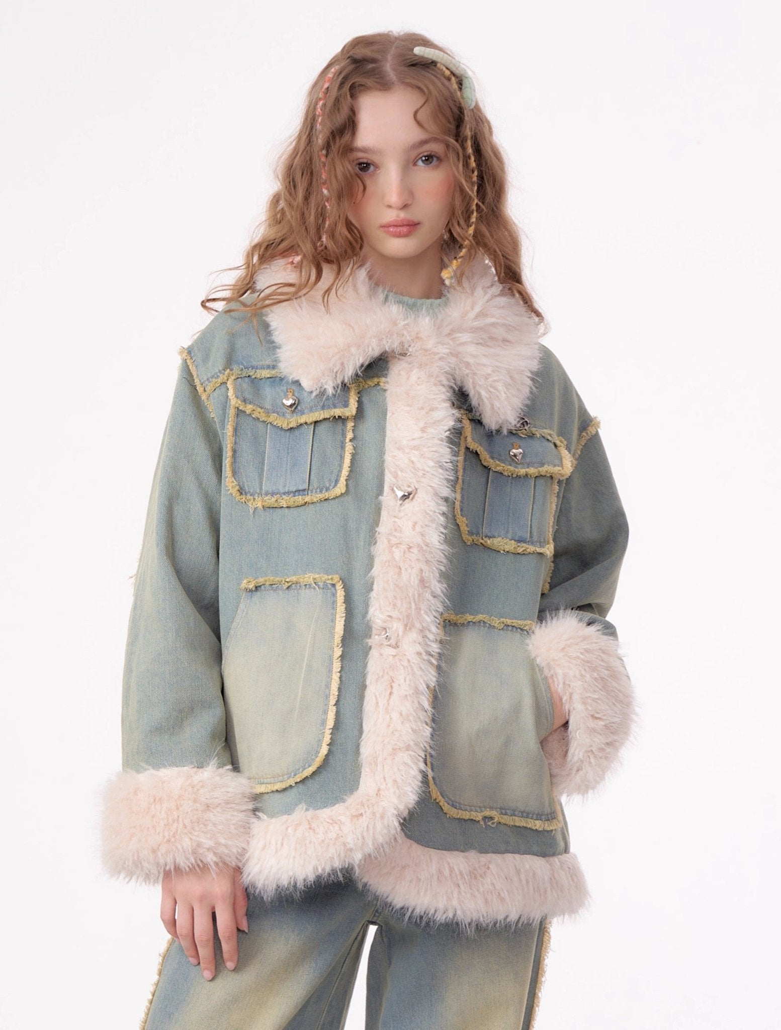 Fur Trim Denim Jacket