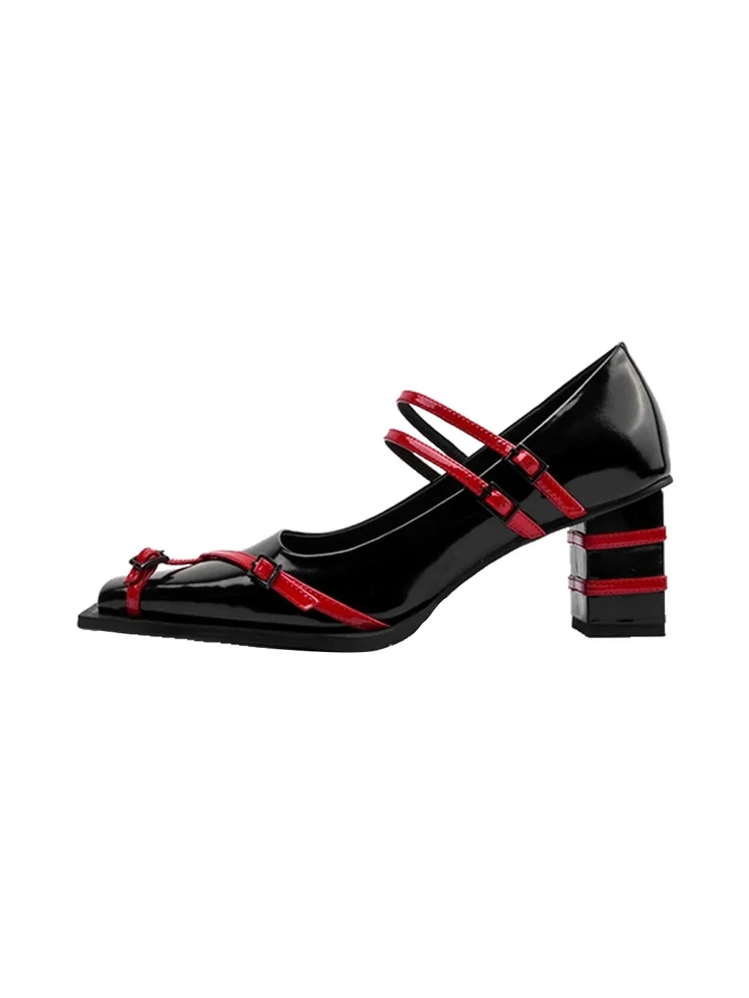 Red-Strap Square-Toe Block-Heel Mary Janes - view 1