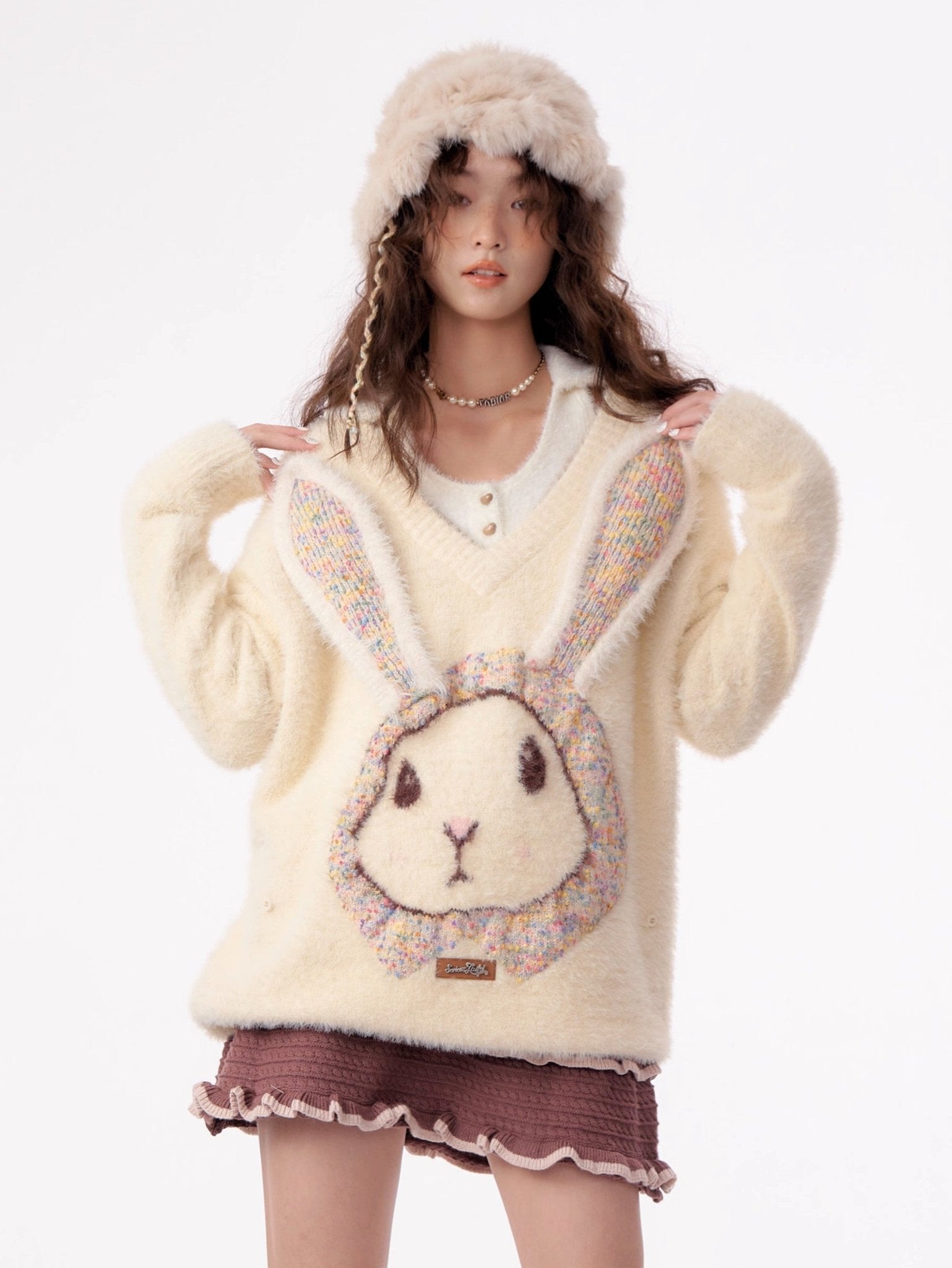 Fluffy Rabbit Cream Sweater