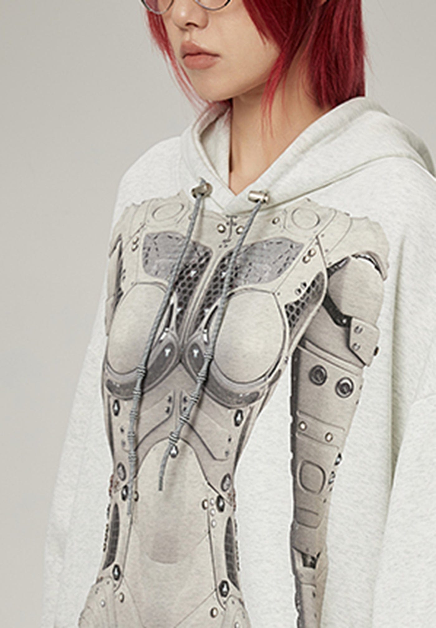 Cyborg Print Oversized Hoodie Top