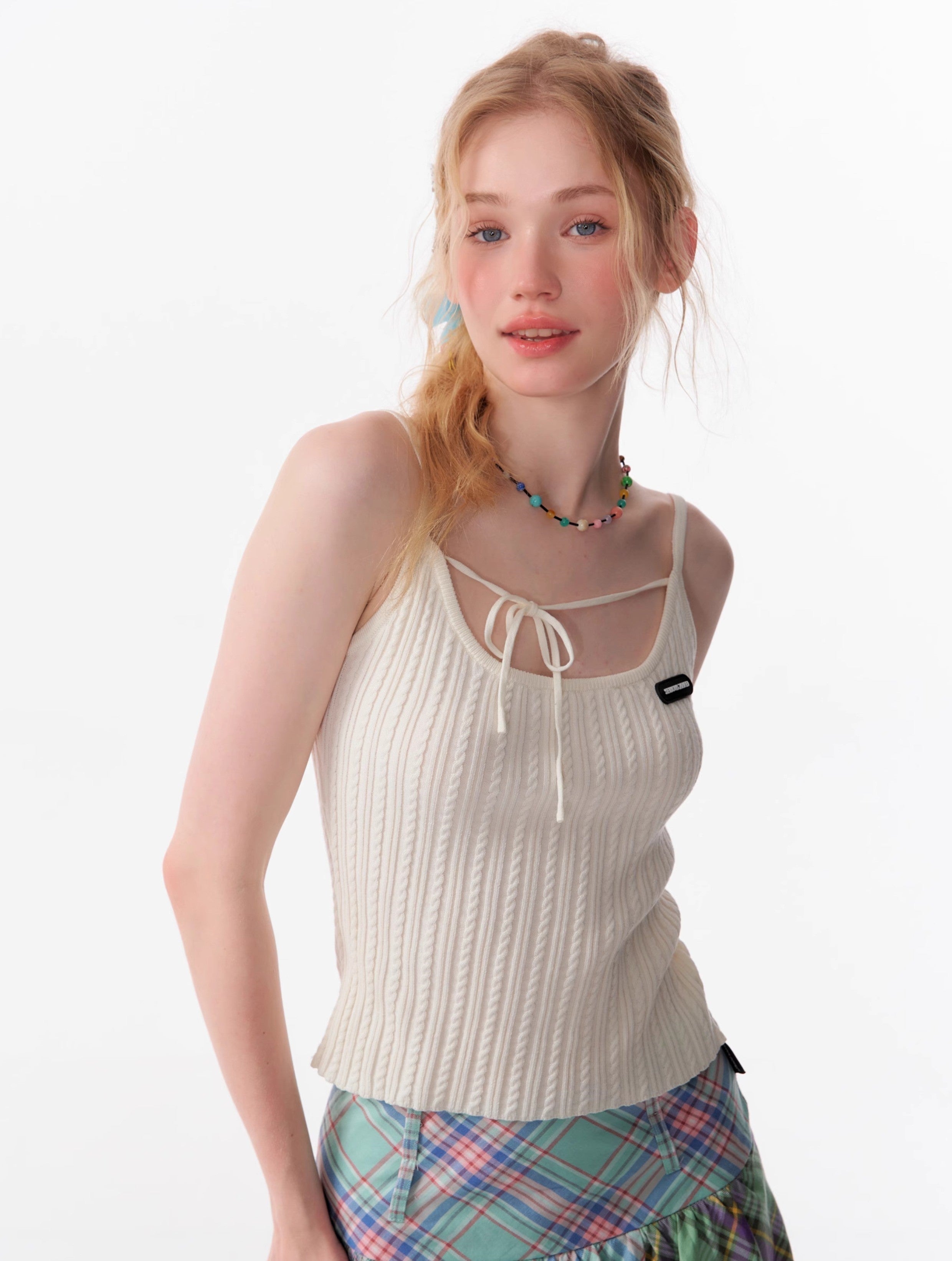 Cable Knit Tie Front Cami