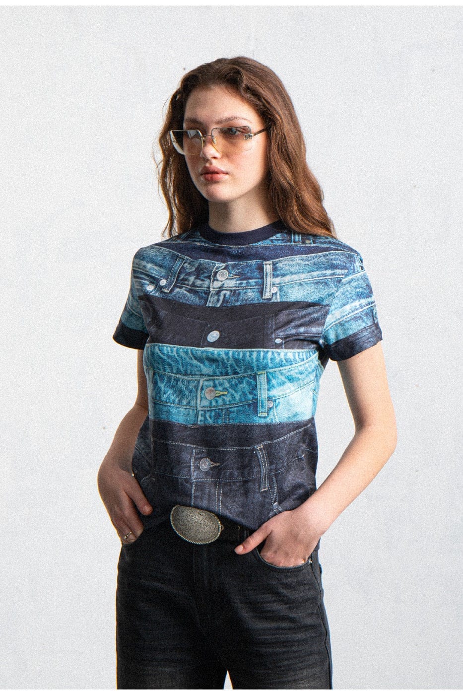 Denim Waistband Print T-shirt