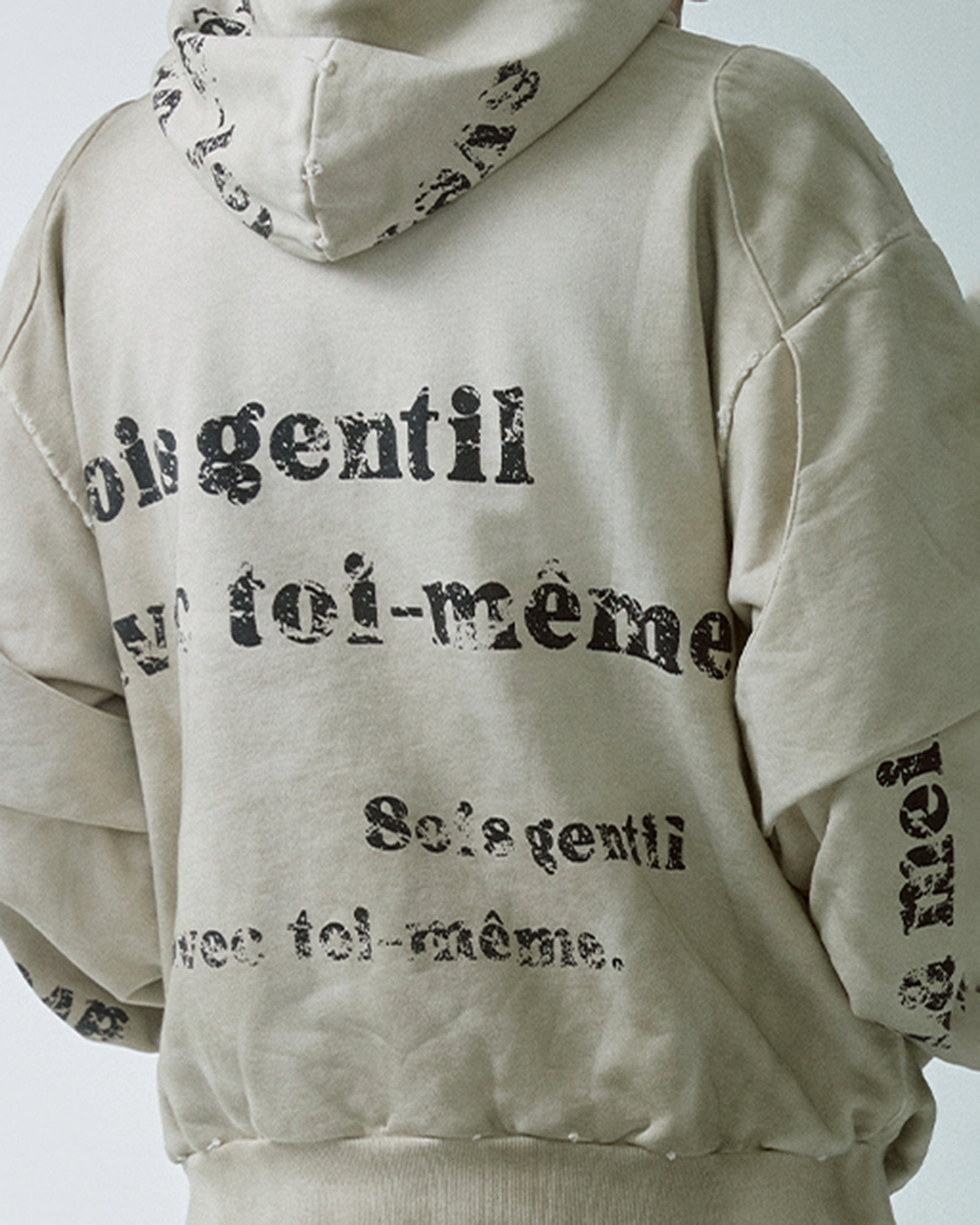 French Text Vintage Hoodie