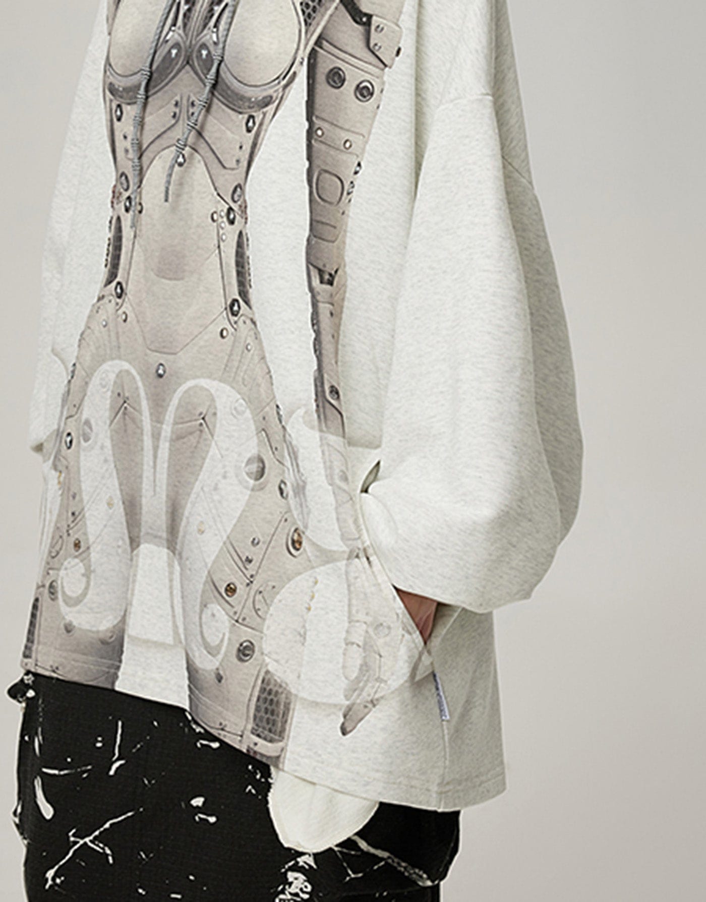 Cyborg Print Oversized Hoodie Top